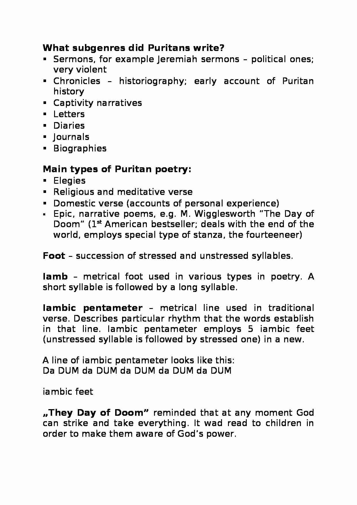 What subgenres did Puritans write-opracowanie - strona 1