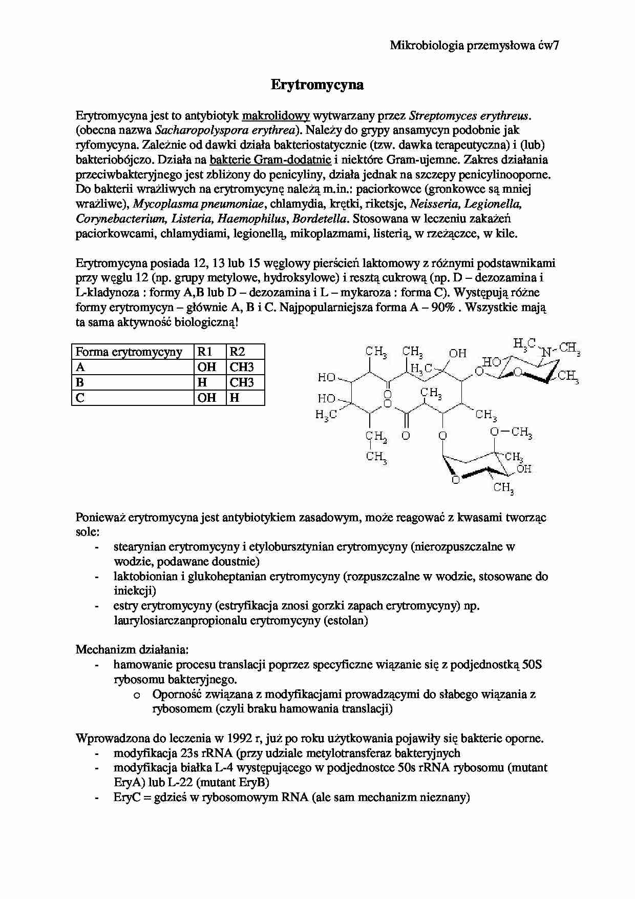 Erytromycyna-opracowanie - strona 1