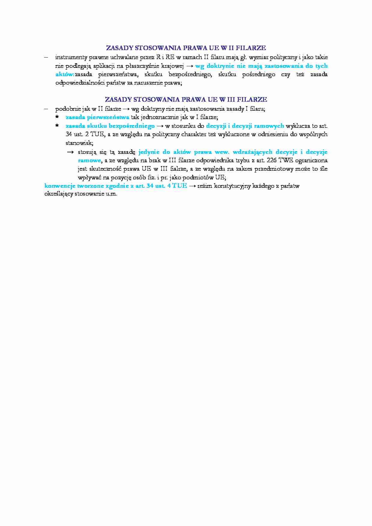 Zasady stosowania prawa UE w II i III filarze - strona 1