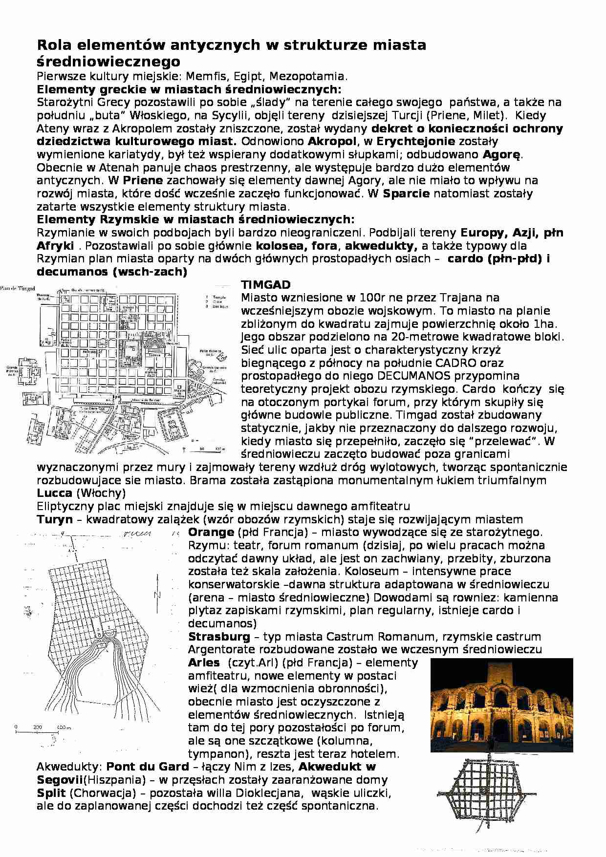 Rola elementów antycznych w strukturze miasta średniowiecznego - omówienie - strona 1