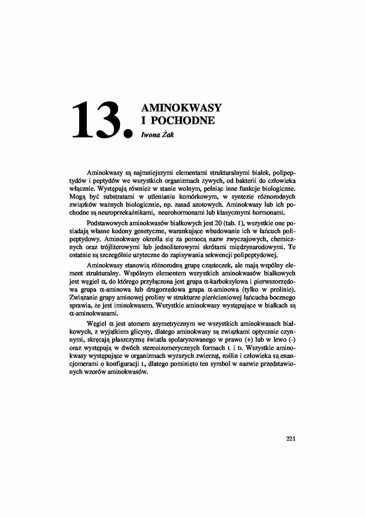 Aminokwasy i pochodne- opracowanie - strona 1