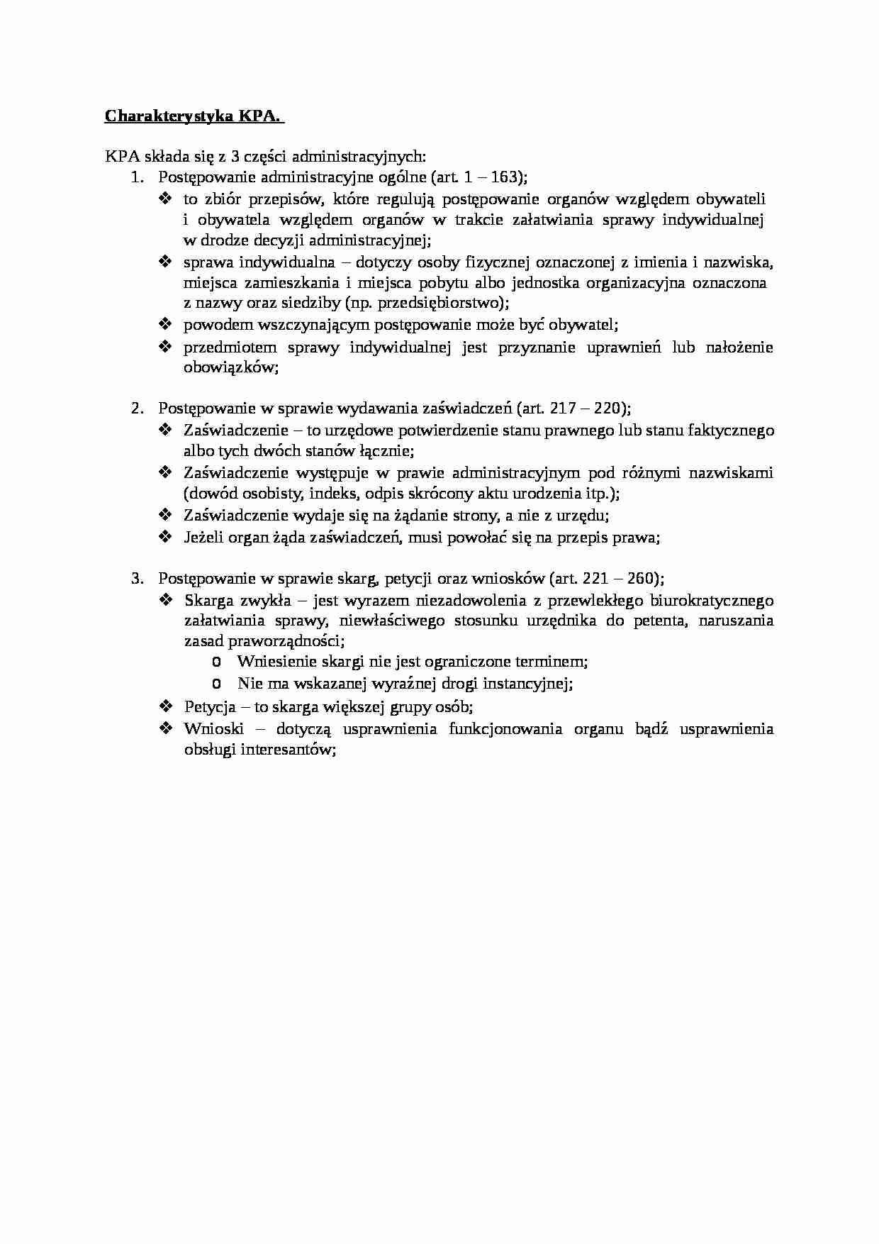 Charakterystyka KPA- opracowanie - strona 1
