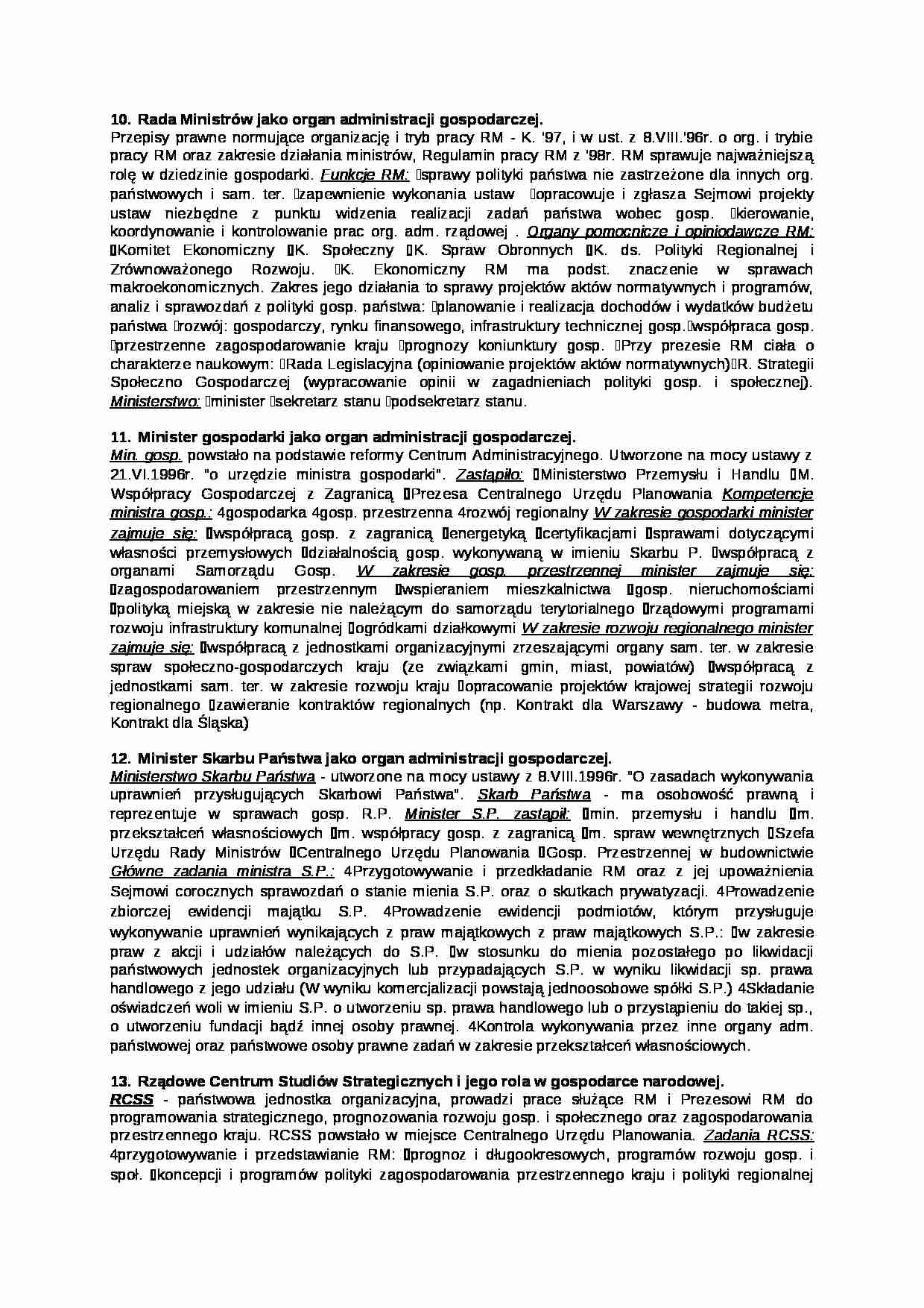 Rada Ministrów jako organ administracji gospodarczej - strona 1