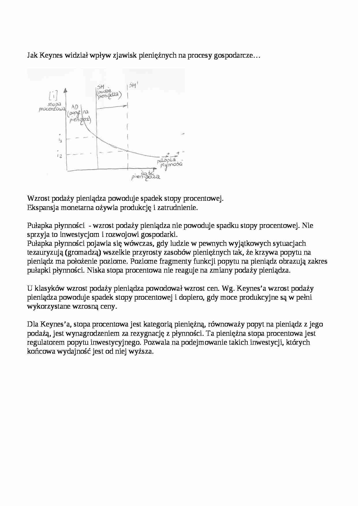 Wpływ zjawisk pieniężnych na procesy gospodarcze- opracowanie - strona 1