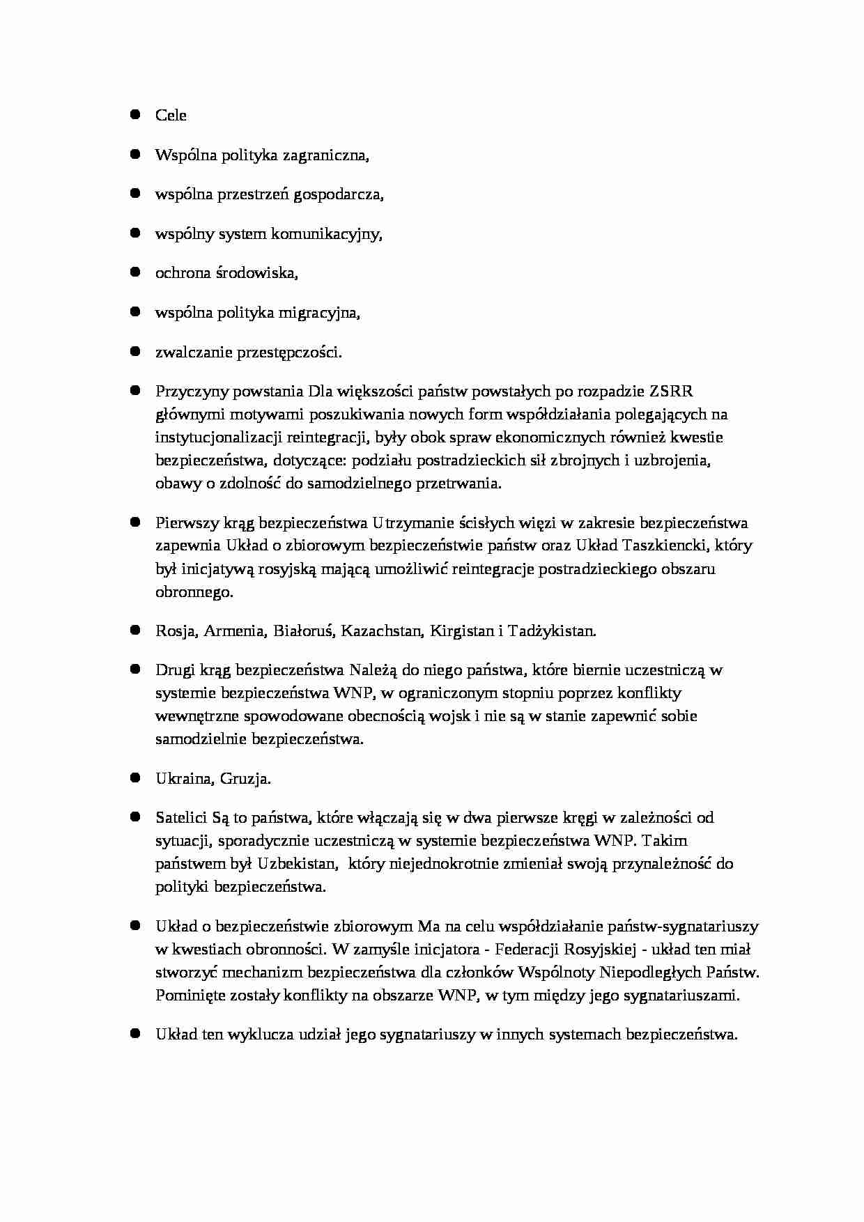 Cele utworzenia Układu Białowieskiego - omówienie - strona 1