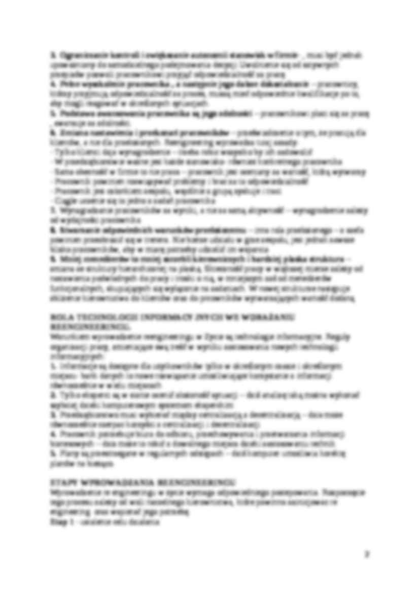 Koncepcje zarządzania - reengineering- ćwiczenia MWSE - strona 2