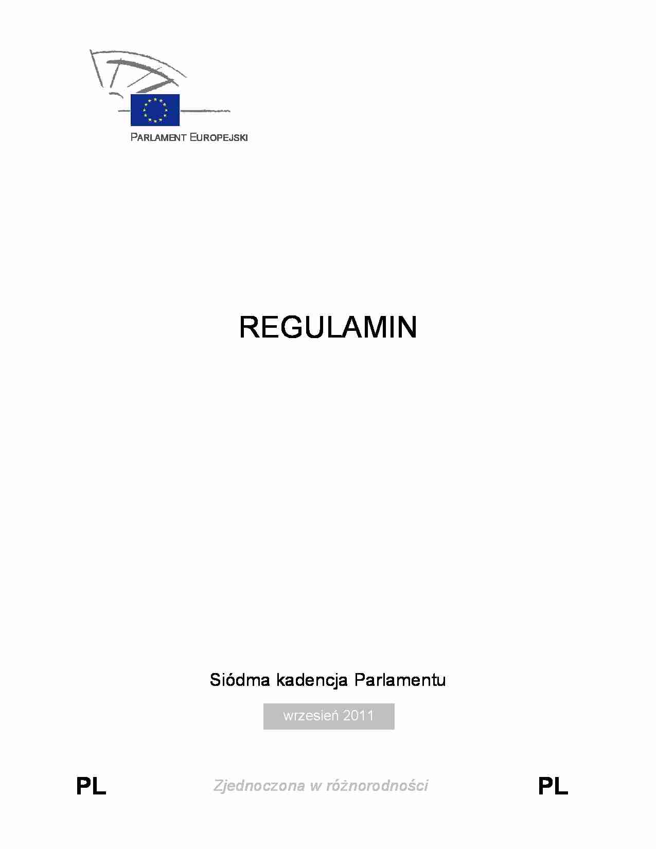 Regulamin Parlamentu Europejskiego - wrzesień 2011 - strona 1