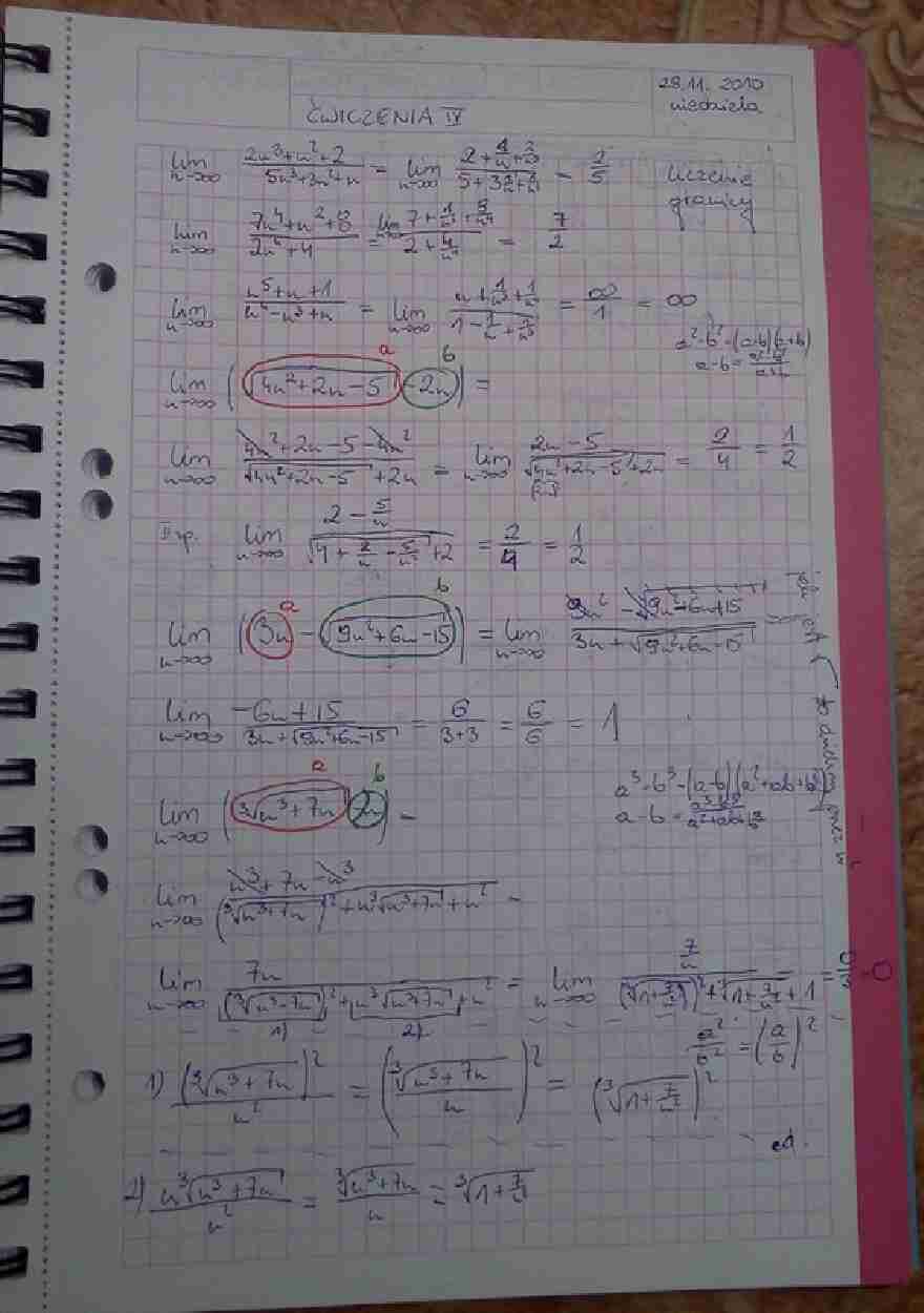 Matematyka 1 GiK AGH - ćwiczenia IV - Liczenie granic - strona 1