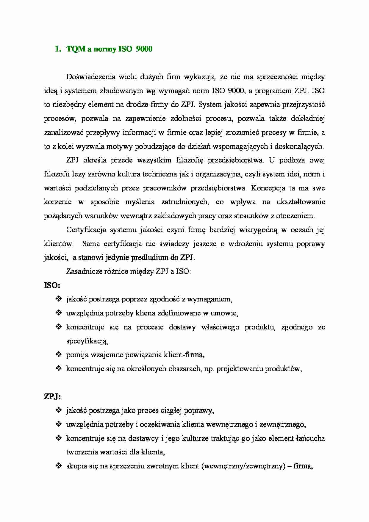 TQM a normy ISO  9000. Polska nagroda jakości - strona 1