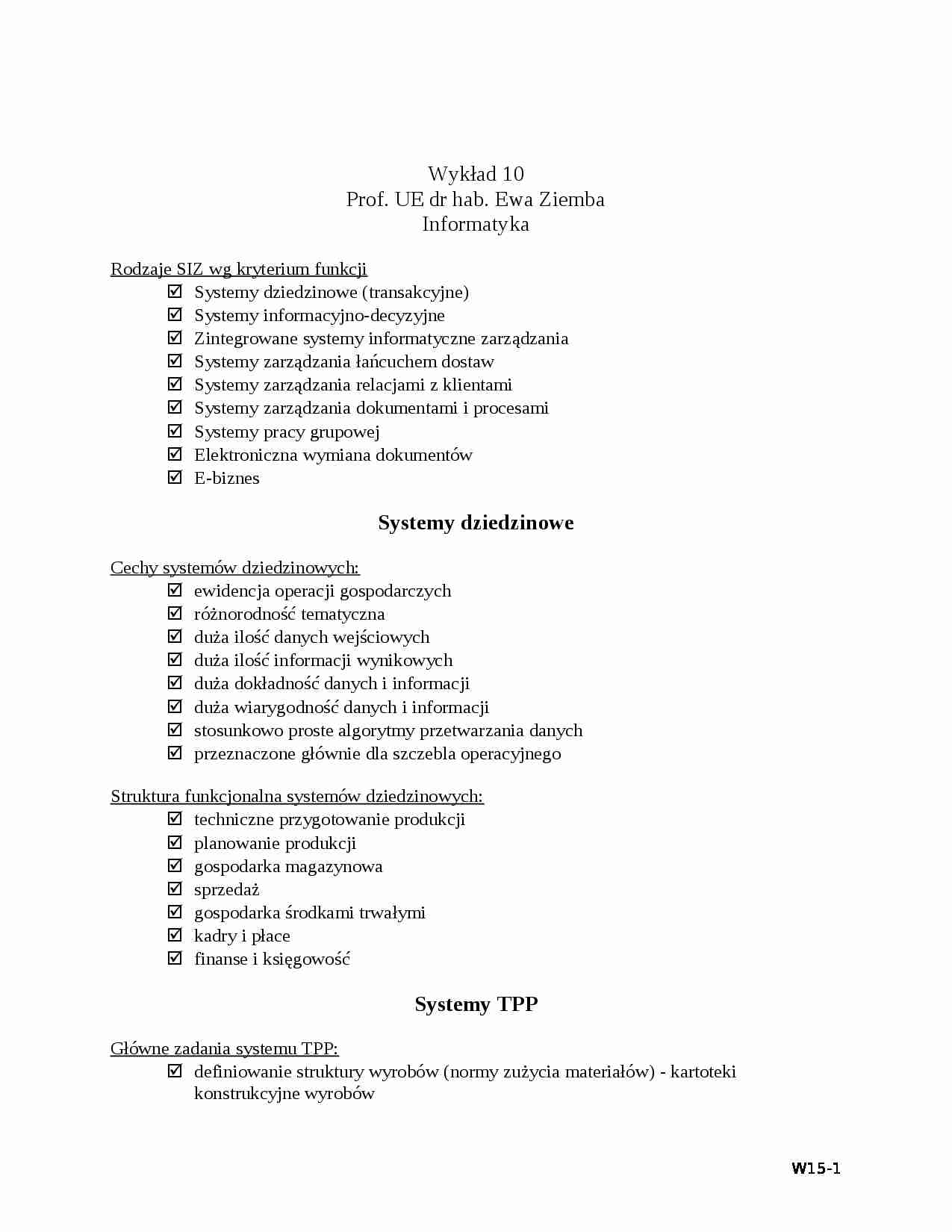 Wykład - Rodzaje SIZ wg kryterium funkcji - strona 1