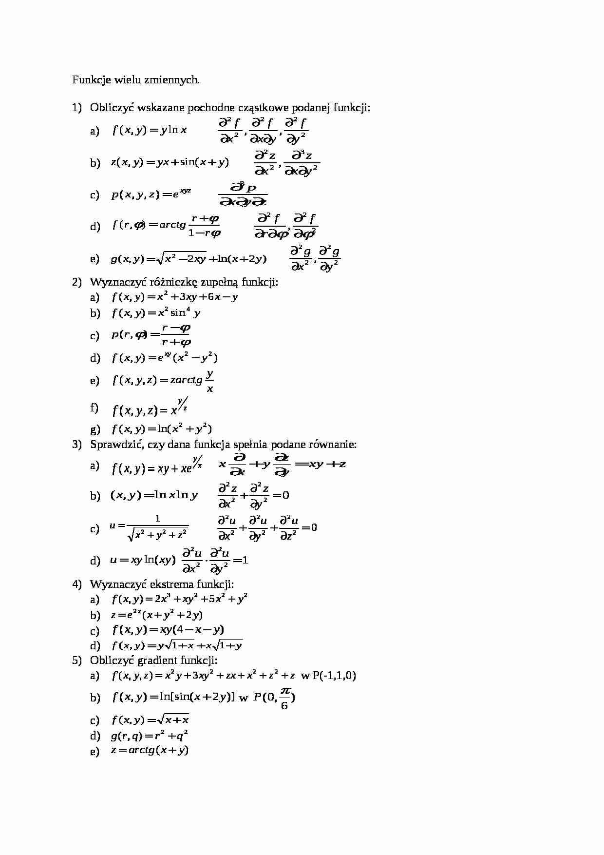 Funkcja wielu zmiennych - wykład - strona 1