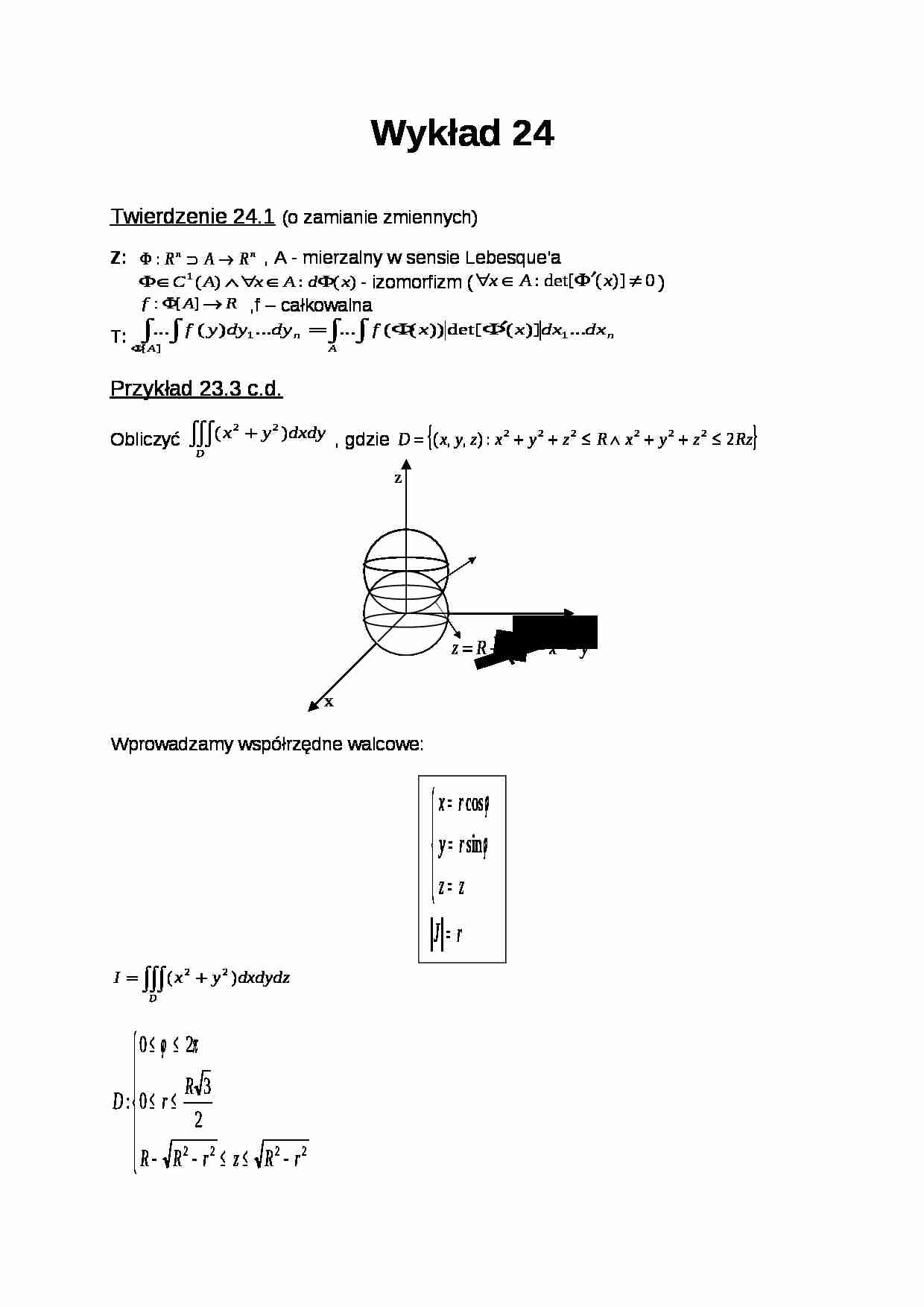 Analiza matematyczna- wykład 24 - strona 1