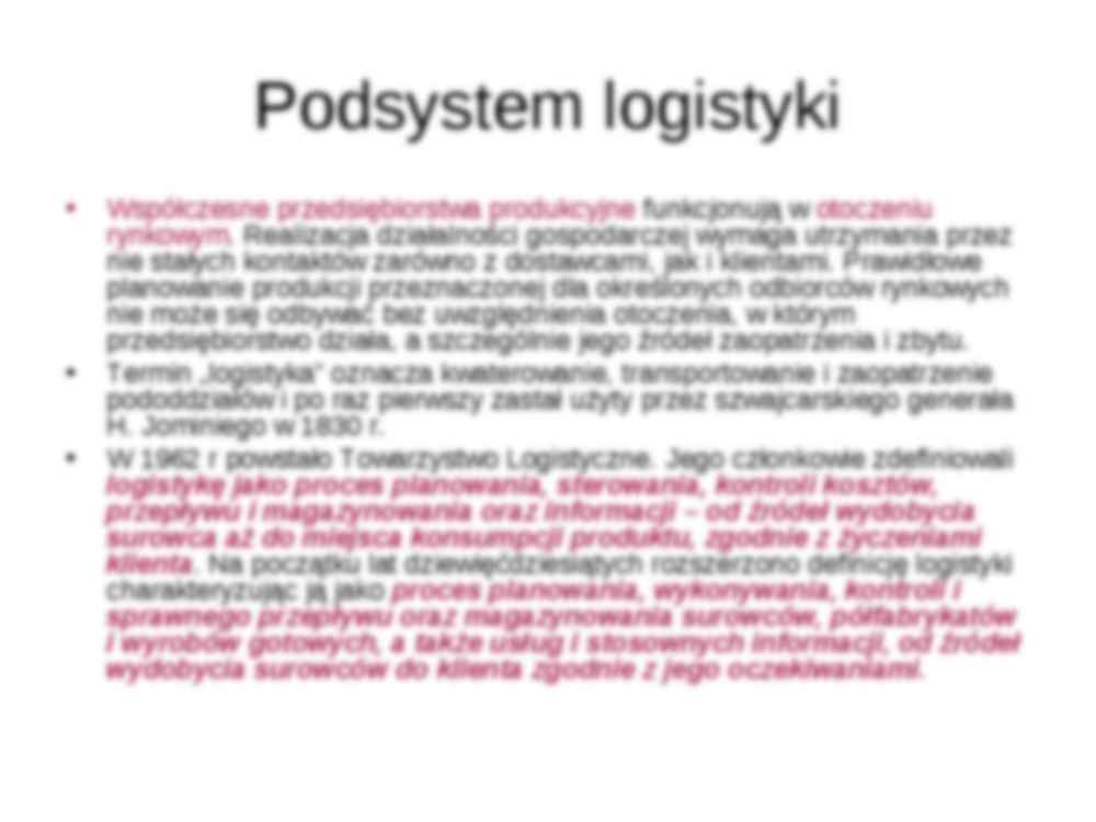 Podsystem logistyki- opracowanie - strona 2
