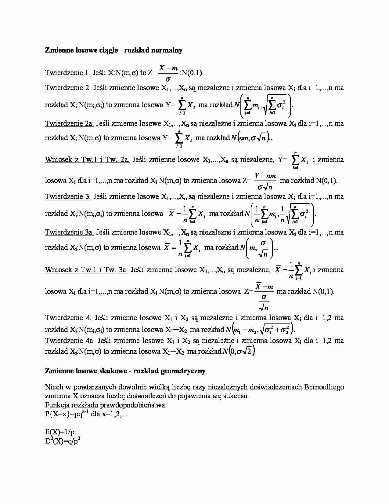 Rozkład normalny - wykład - strona 1