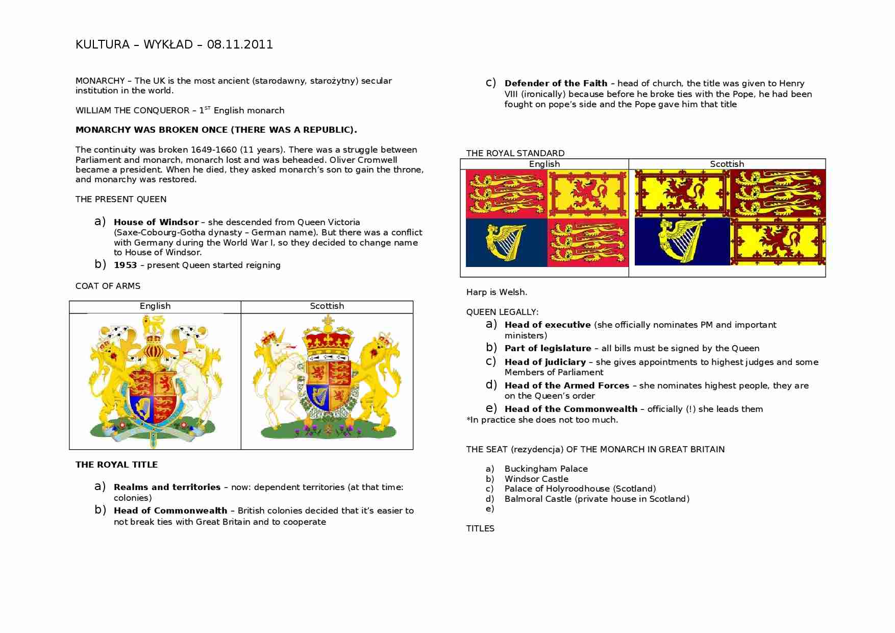 Wykład - monarchy of UK - strona 1