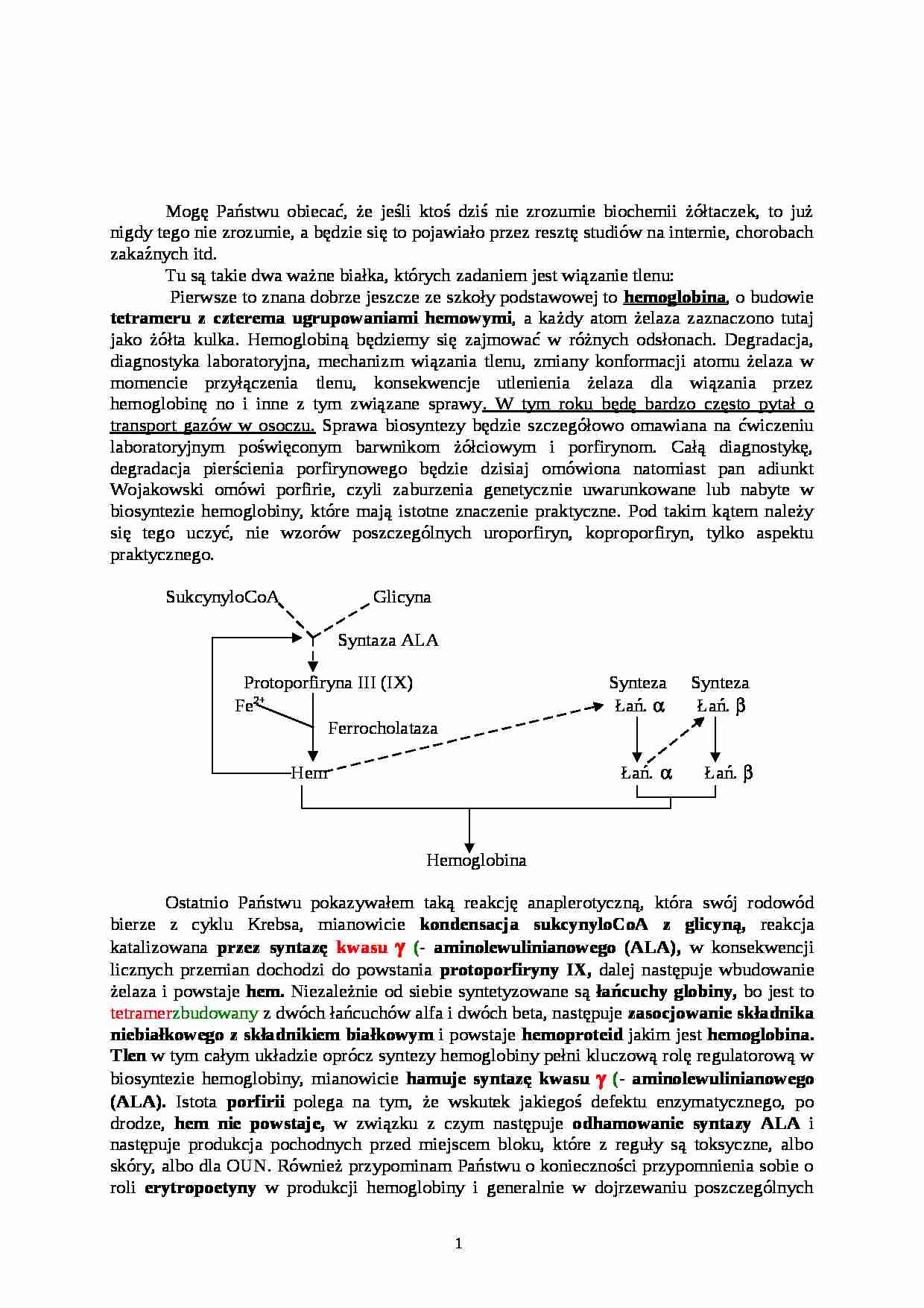 Biochemia żółtaczek - wykład - strona 1