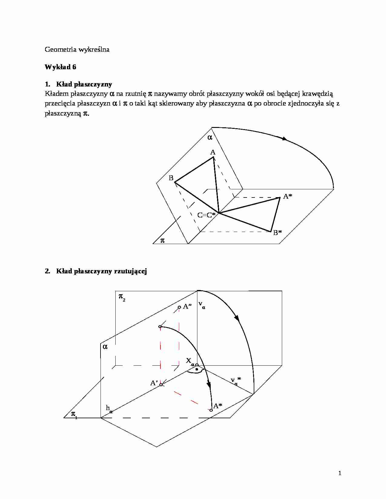 Geometria wykreślna - Wykład 6 - strona 1
