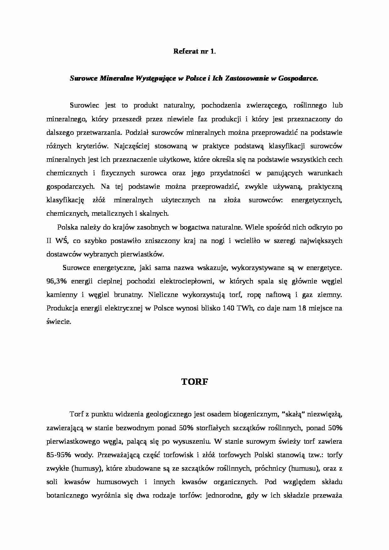 Surowce Mineralne w Polsce - omówienie - strona 1