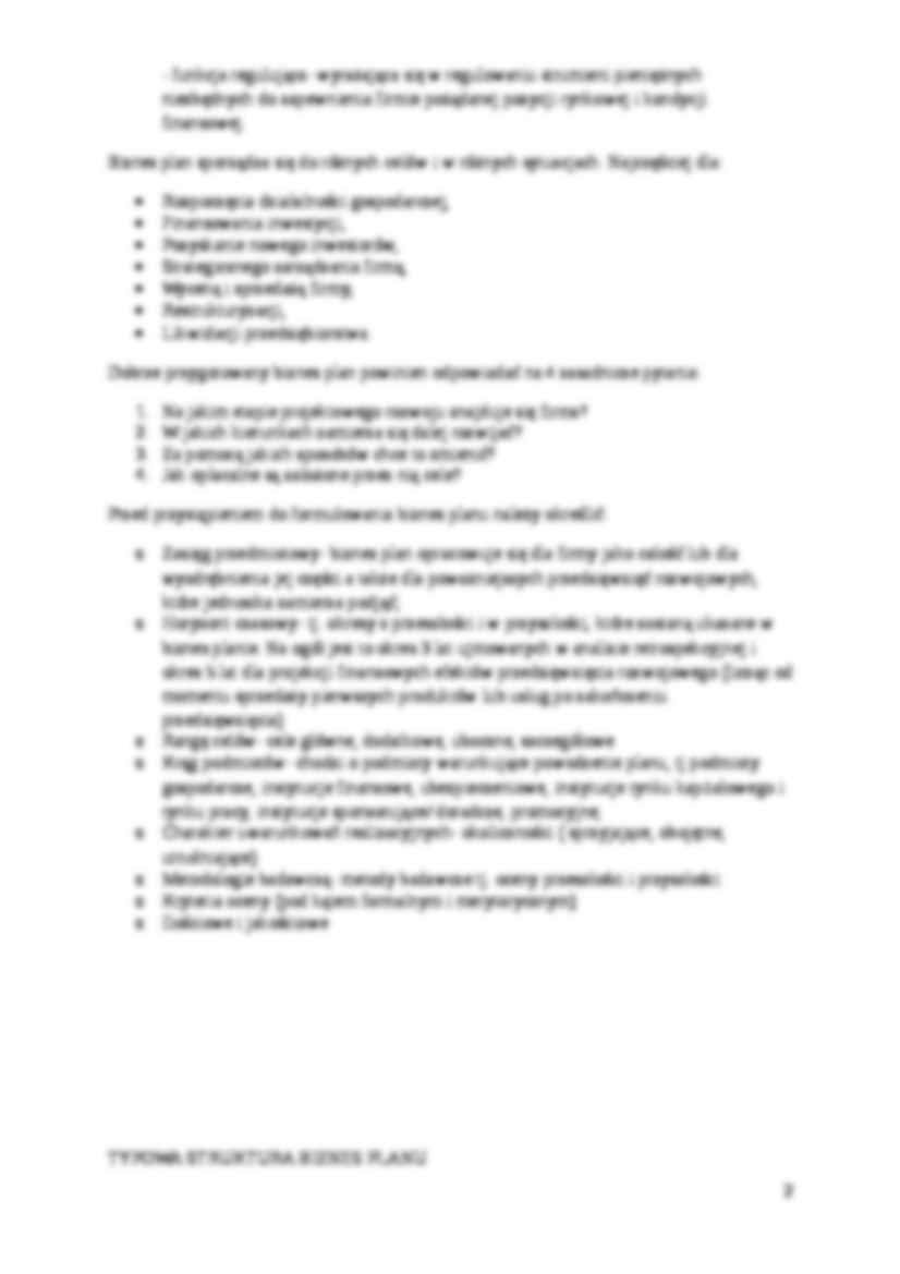 Biznes plan- pojęcie, funkcje, zawartość - strona 2