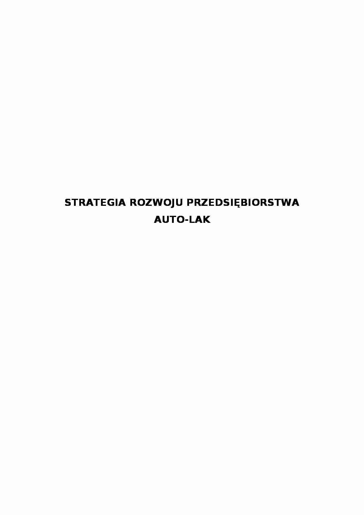 Strategia rozwoju przedsiębiorstwa Auto Lak (12 stron).doc - strona 1