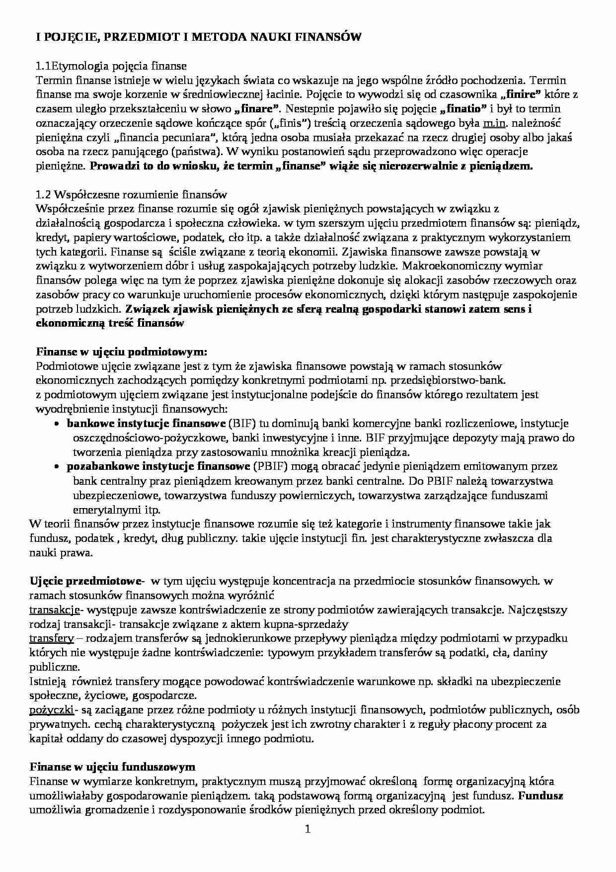 Egzamin wstępny UEK Kraków  FINANSE - materiały - strona 1