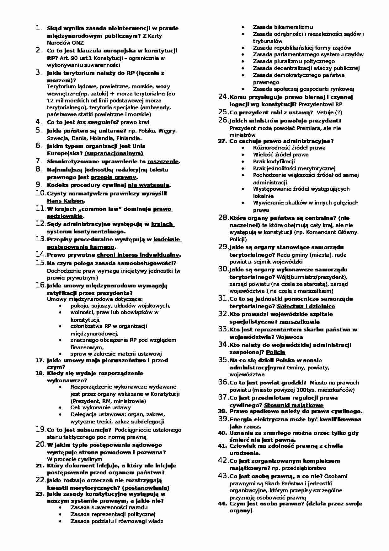 prawo egzamin z odpowiedziami - strona 1