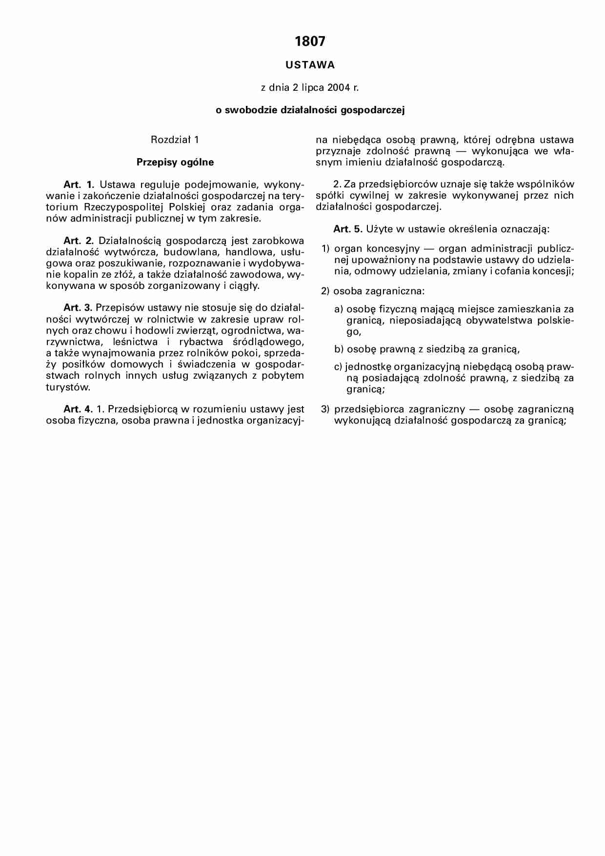 ustawa o swobodzie gospodarczej - strona 1