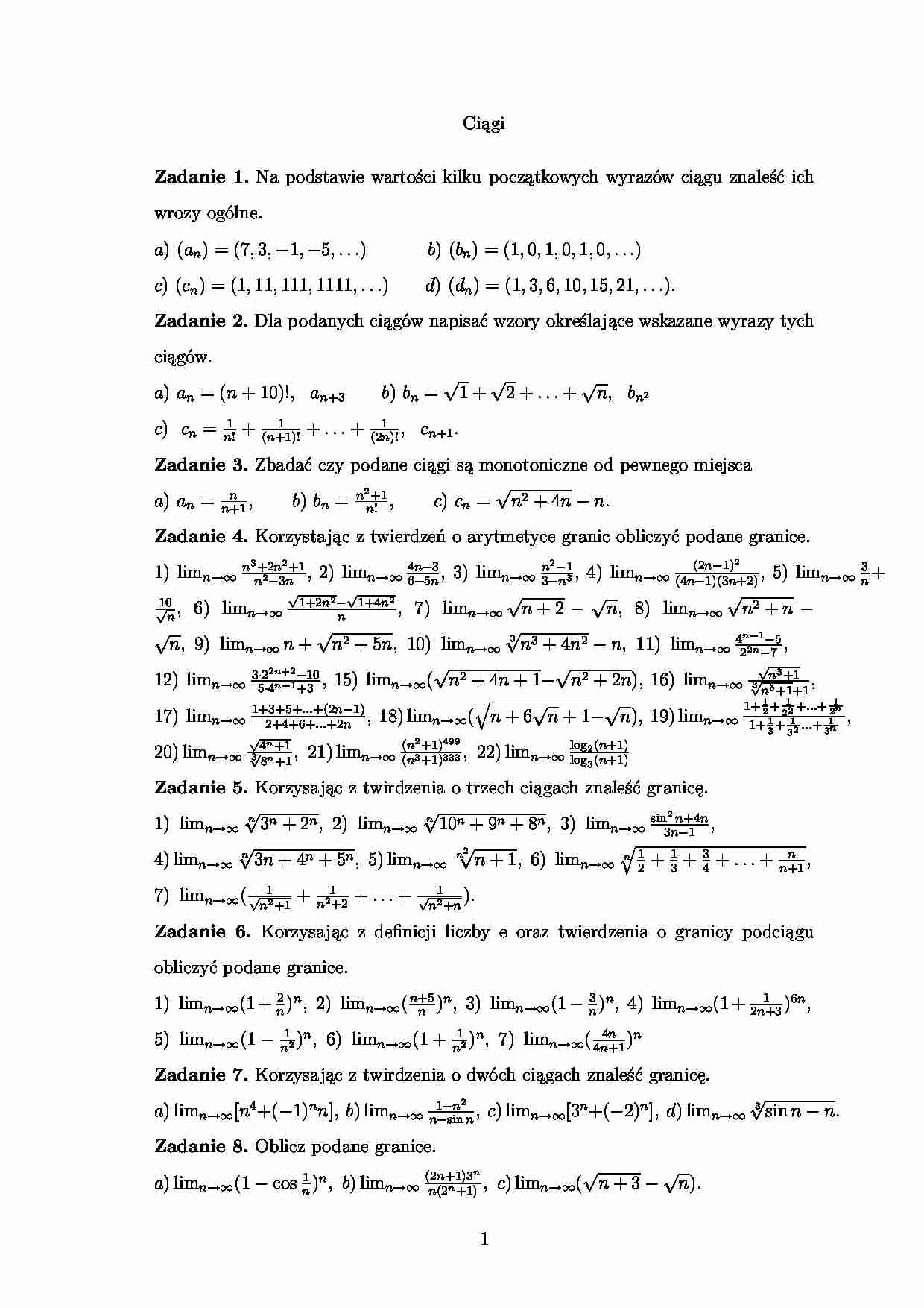 matematyka ciągi zadania - strona 1