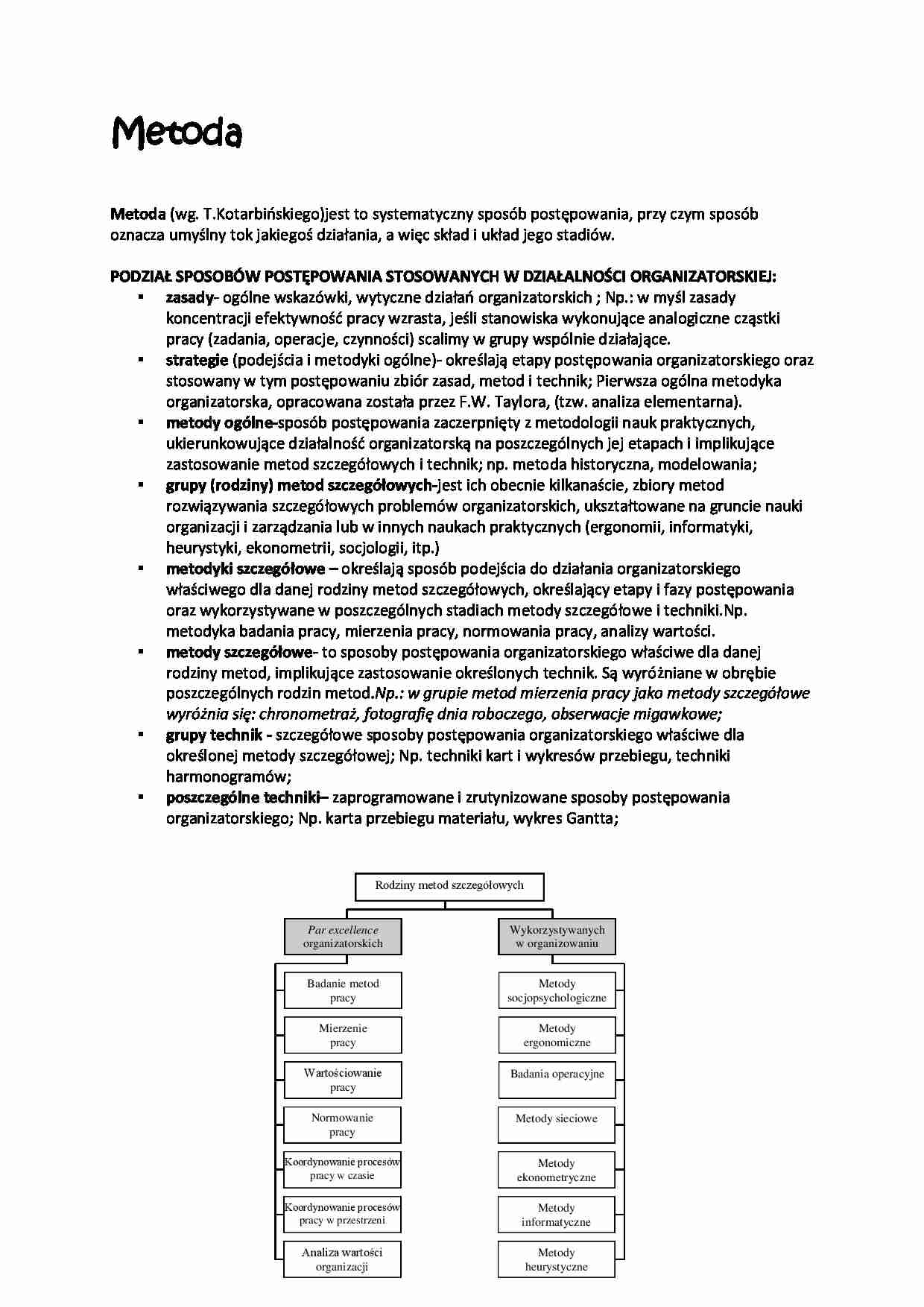 Podział sposobów postępowania stosowanych w działalności organizatorskiej - strona 1