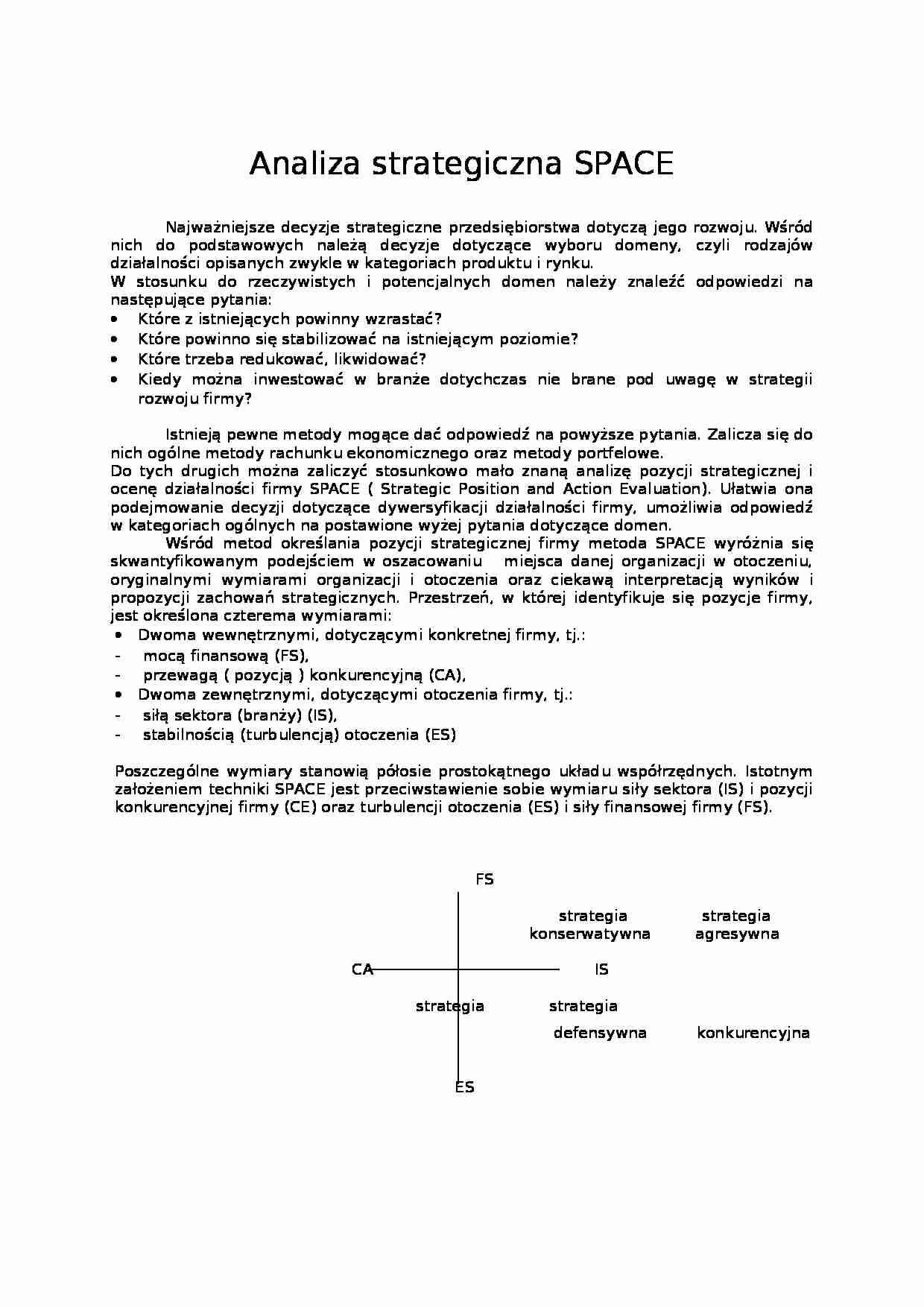 Analiza Space - zarządzanie - strona 1