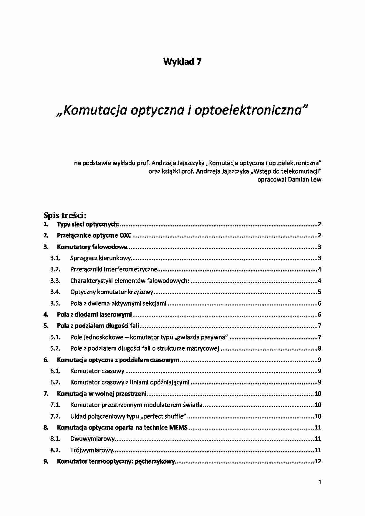 Komutacja optyczna i optoelektroniczna - strona 1