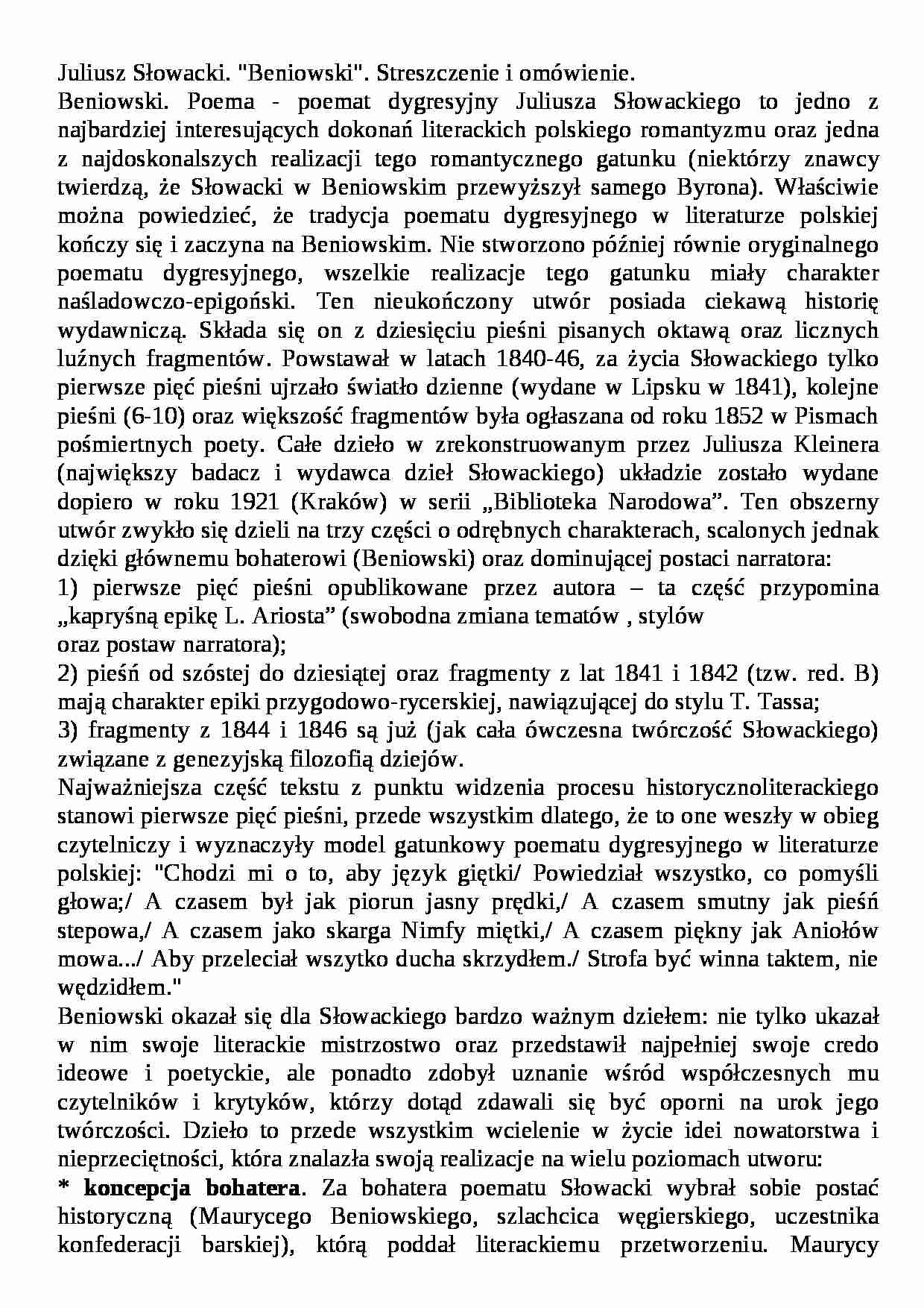 Juliusz Słowacki - Beniowski - strona 1