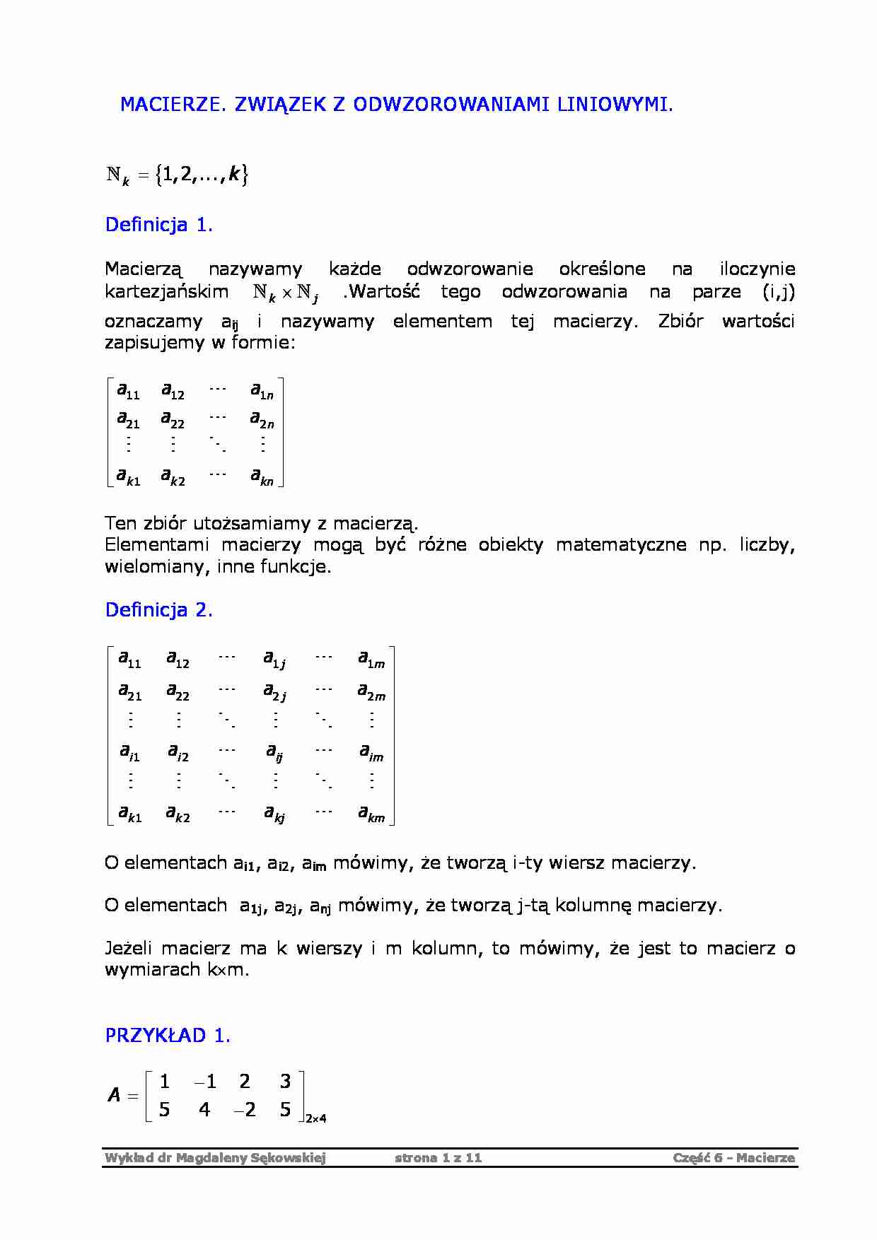 Macierze 1 - algebra - strona 1