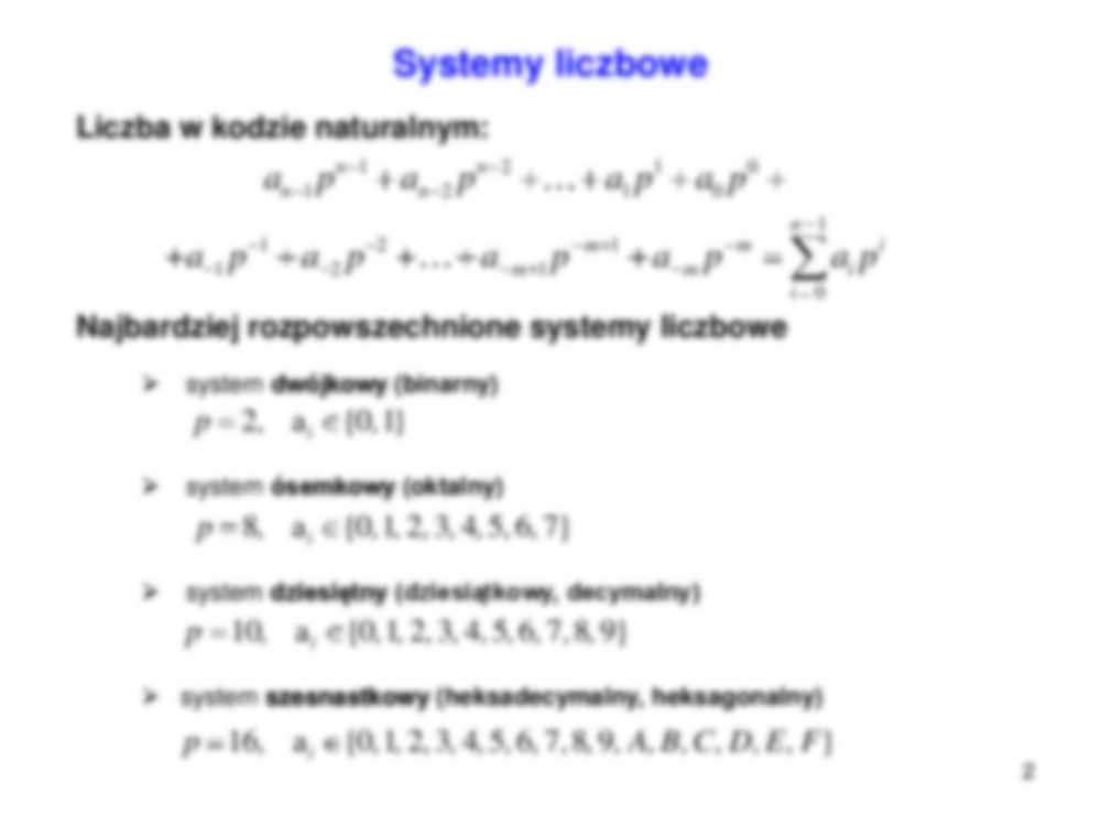Systemy liczbowe - wykład - strona 2