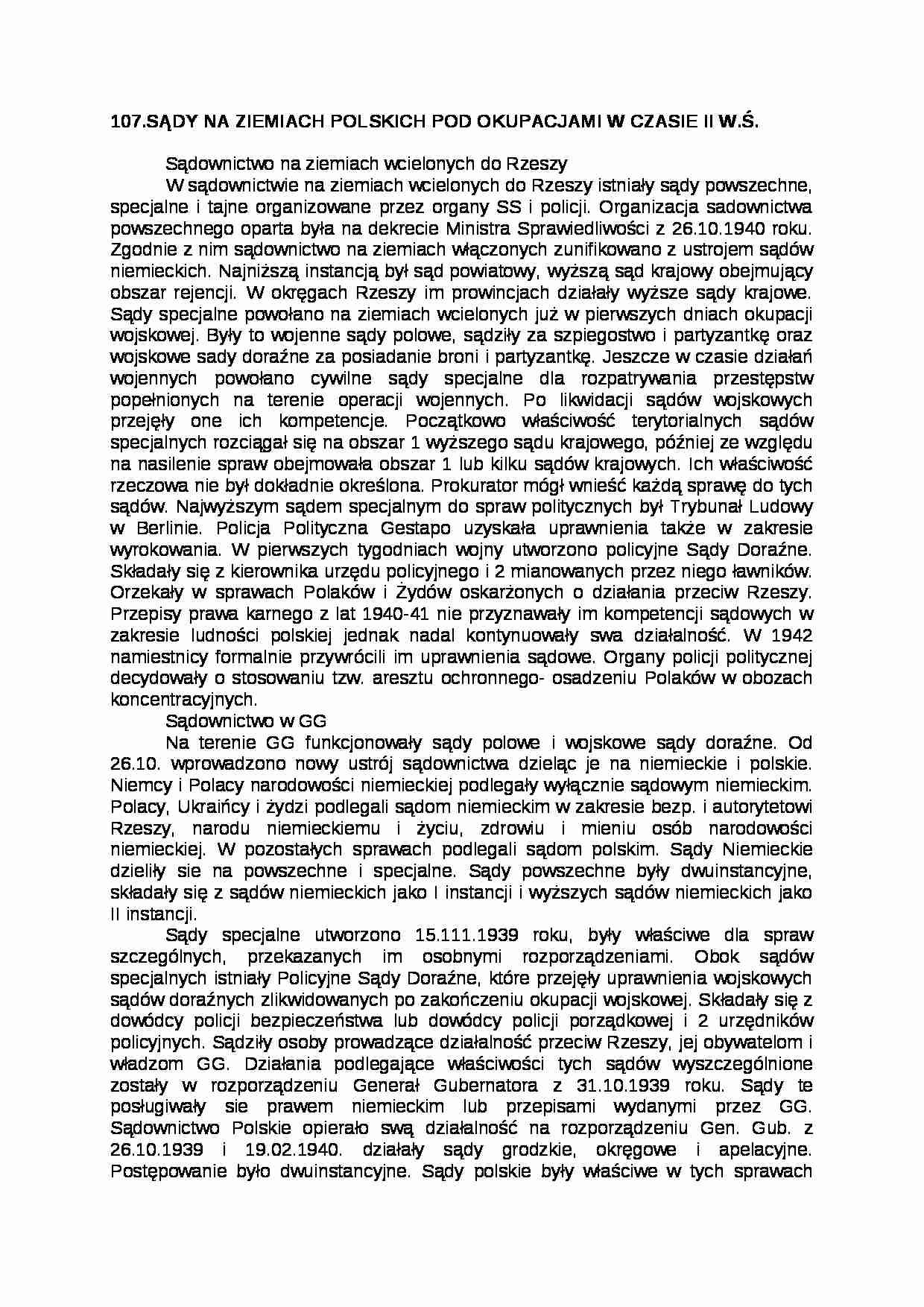 Sądy na ziemiach polskich pod okupacją - strona 1