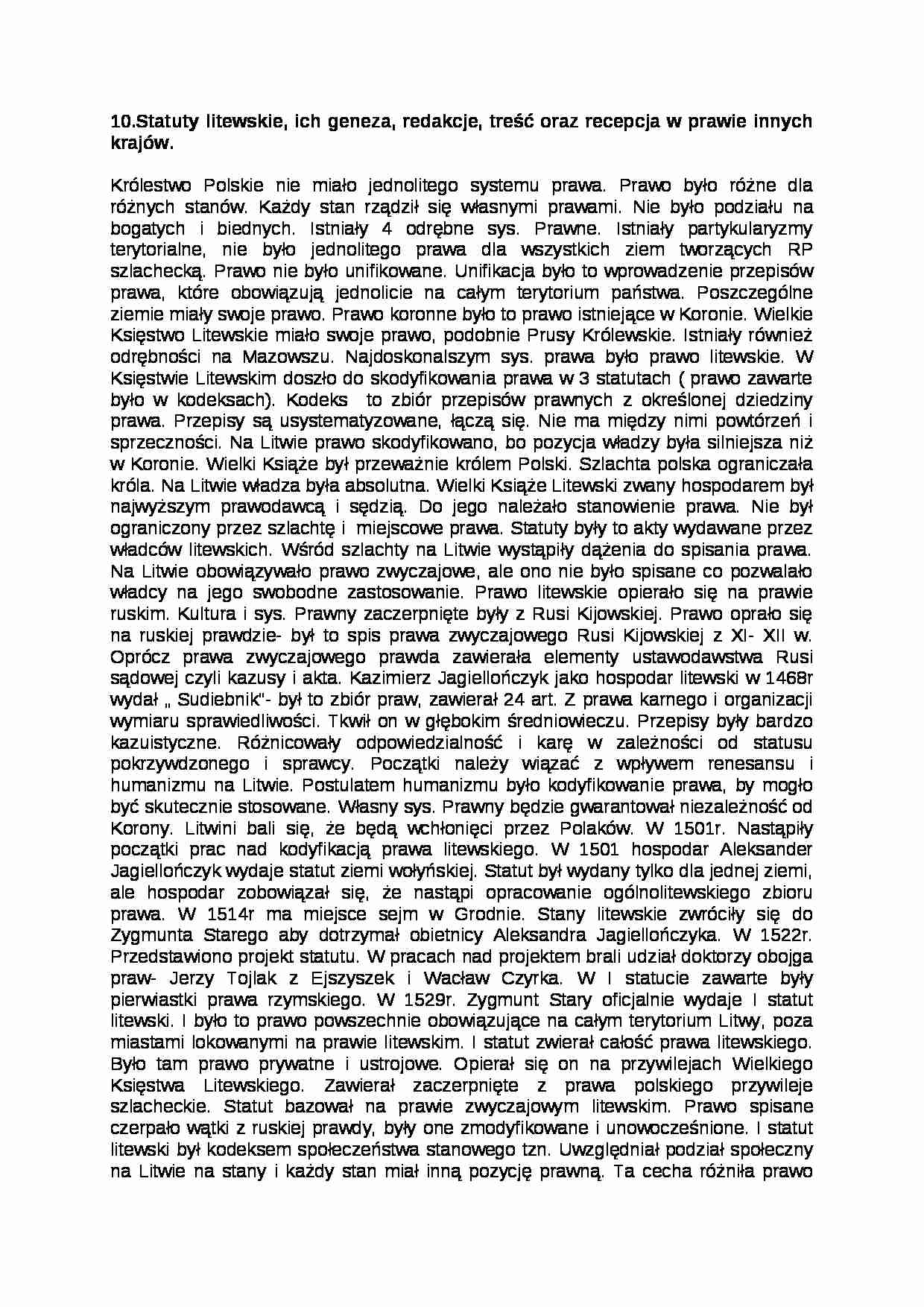 Statuty litewskie, ich geneza, redakcje - strona 1