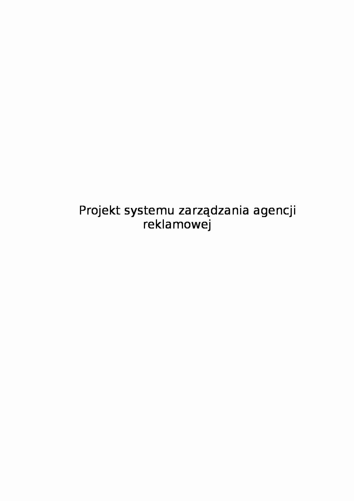 Projekt systemu zarządzania agencji reklamowej Rekland - strona 1