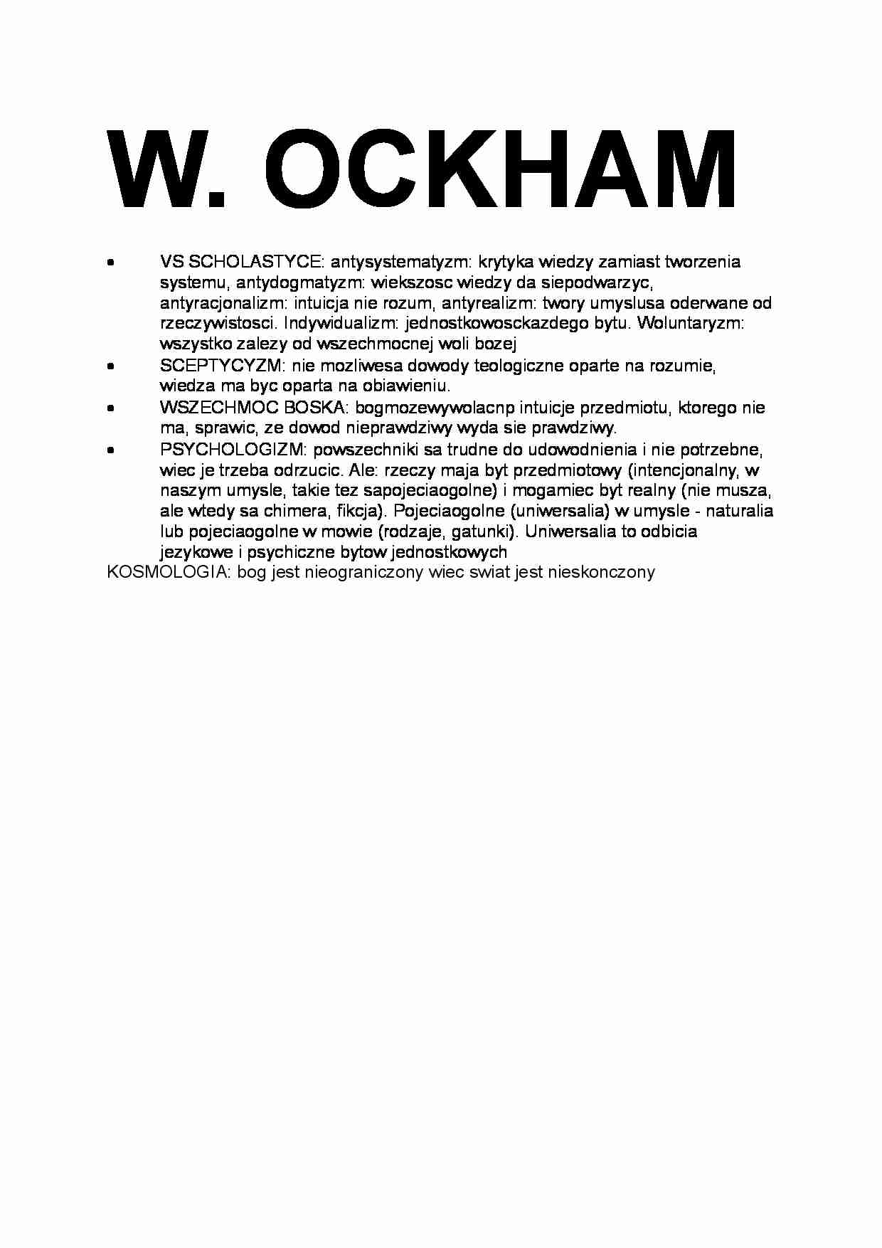 William Ockham - charakterystyka - strona 1