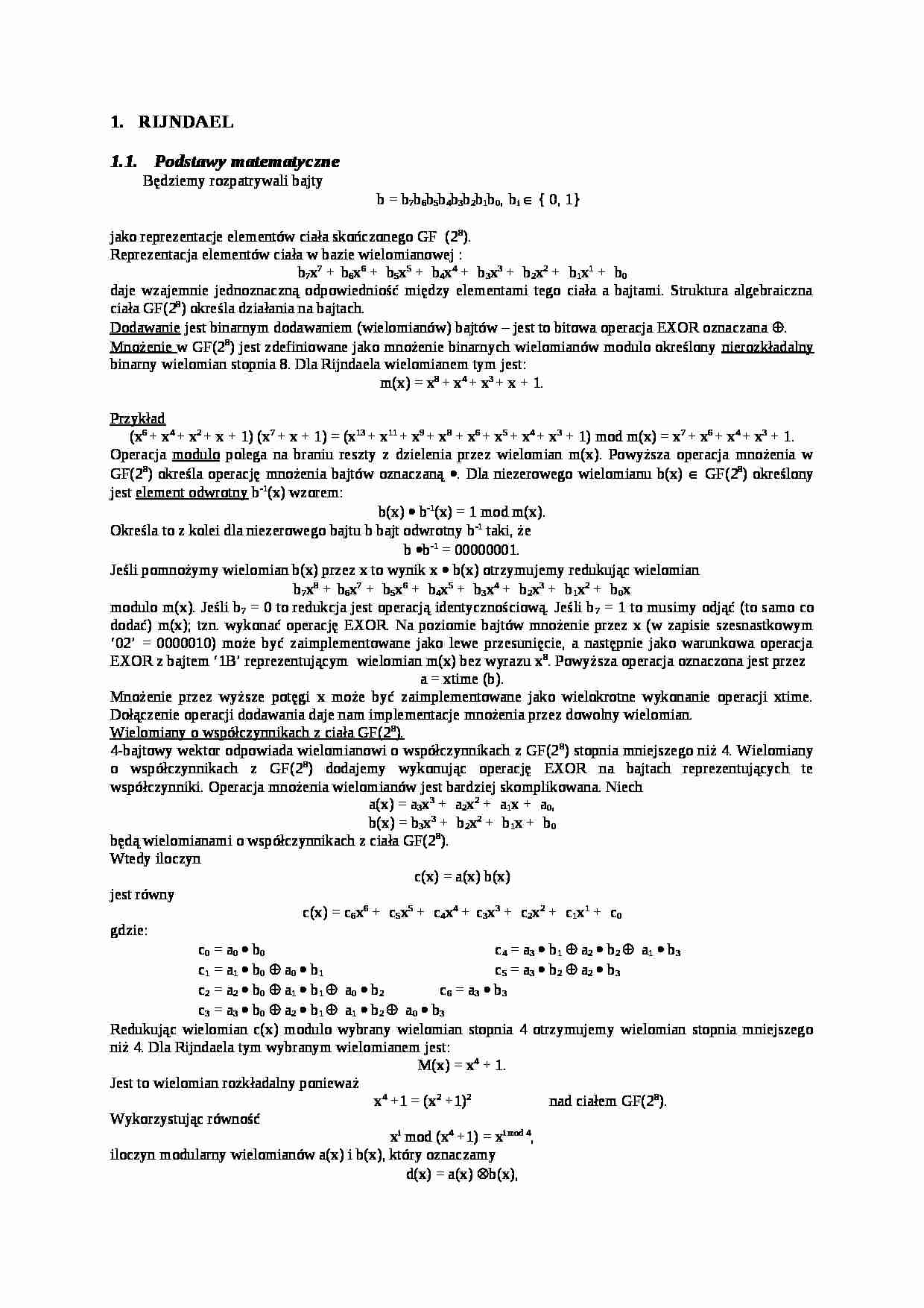 Algorytm Rijndael - strona 1
