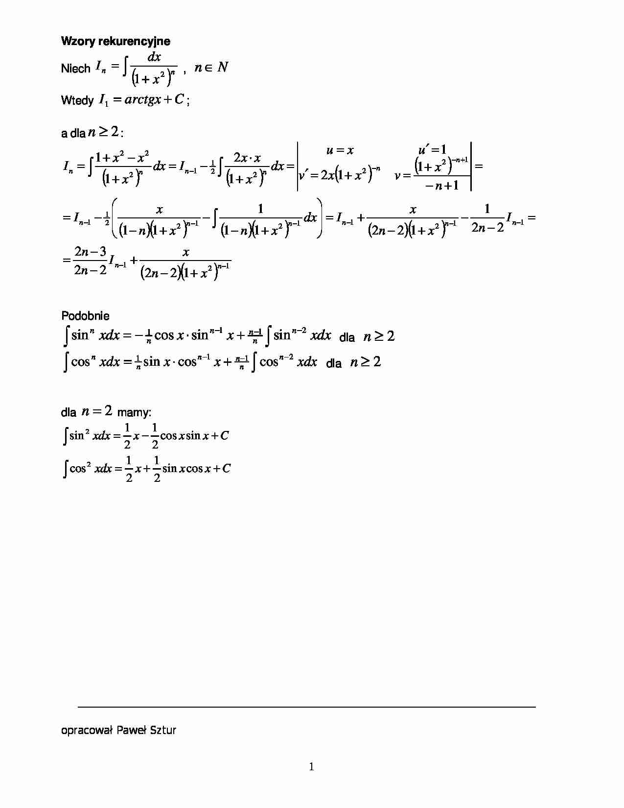 Matematyka - wzory rekurencyjne - strona 1