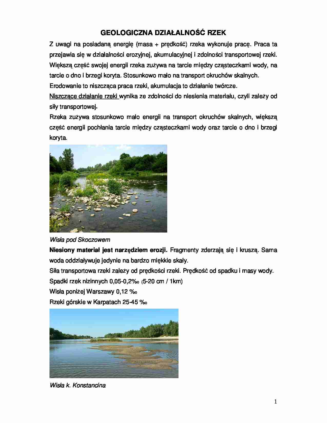 Geologiczna działalność rzek - strona 1