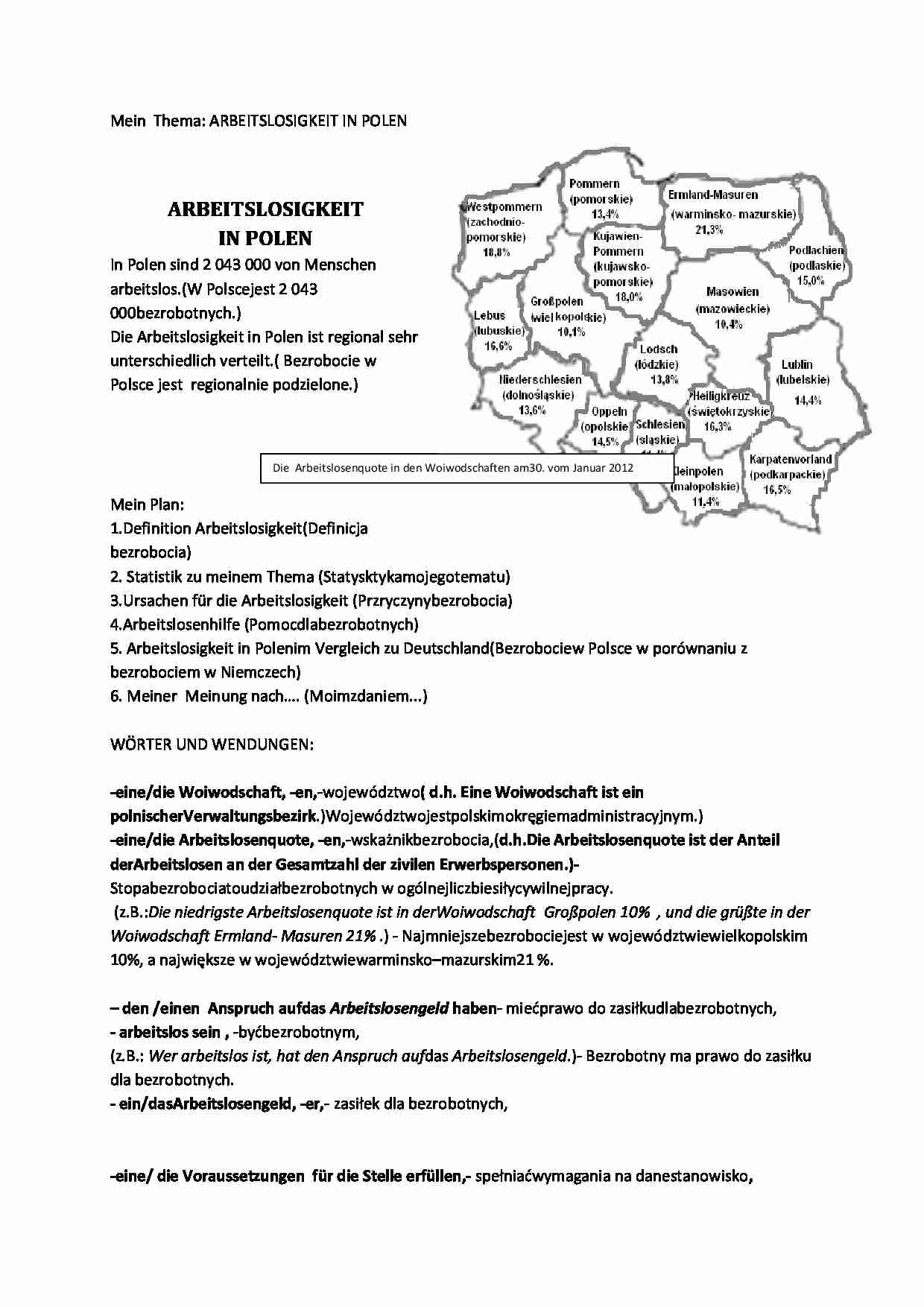 Arbeitslosigkeit in Polen - strona 1