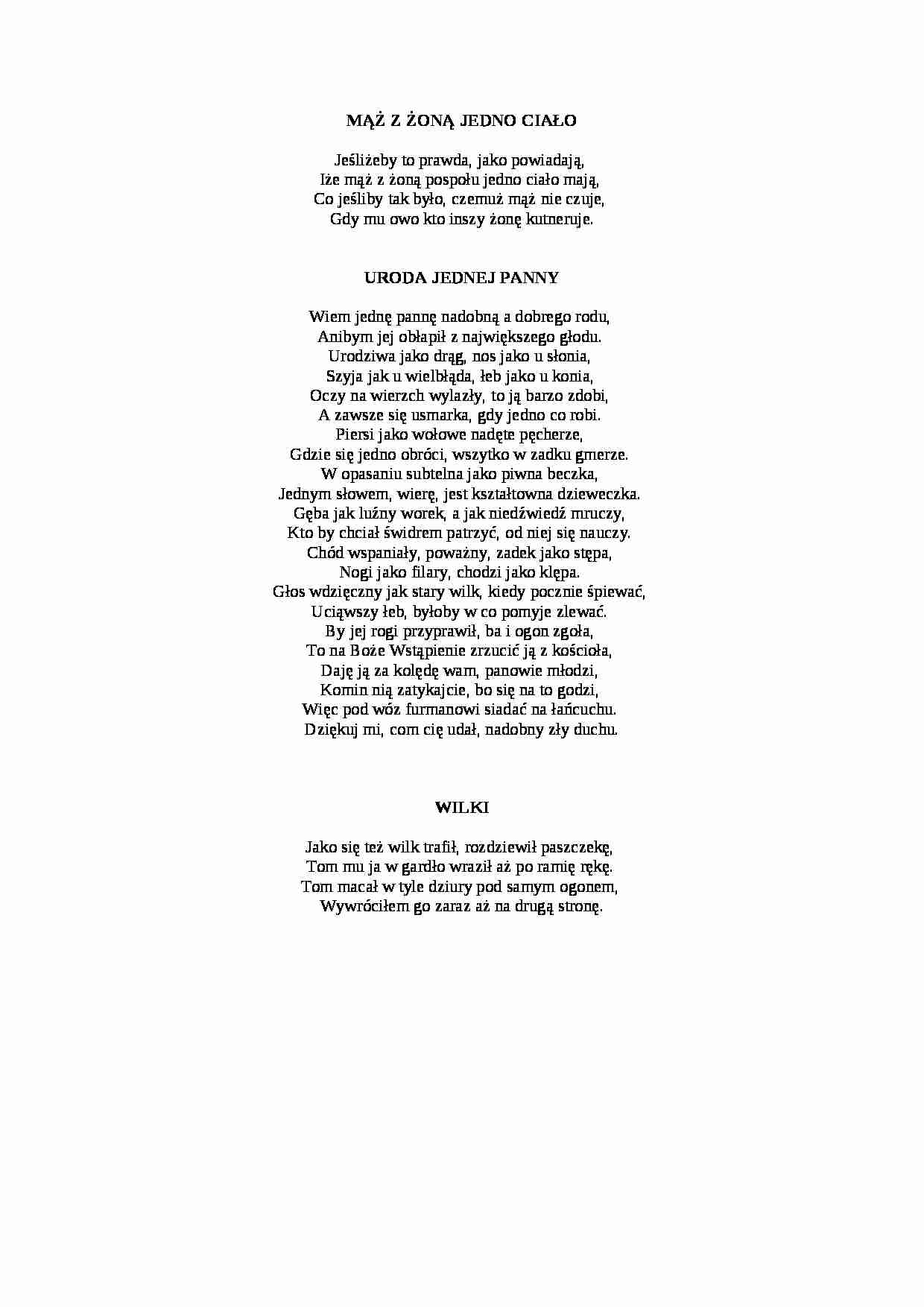 Satyra - wybrane wiersze - strona 1
