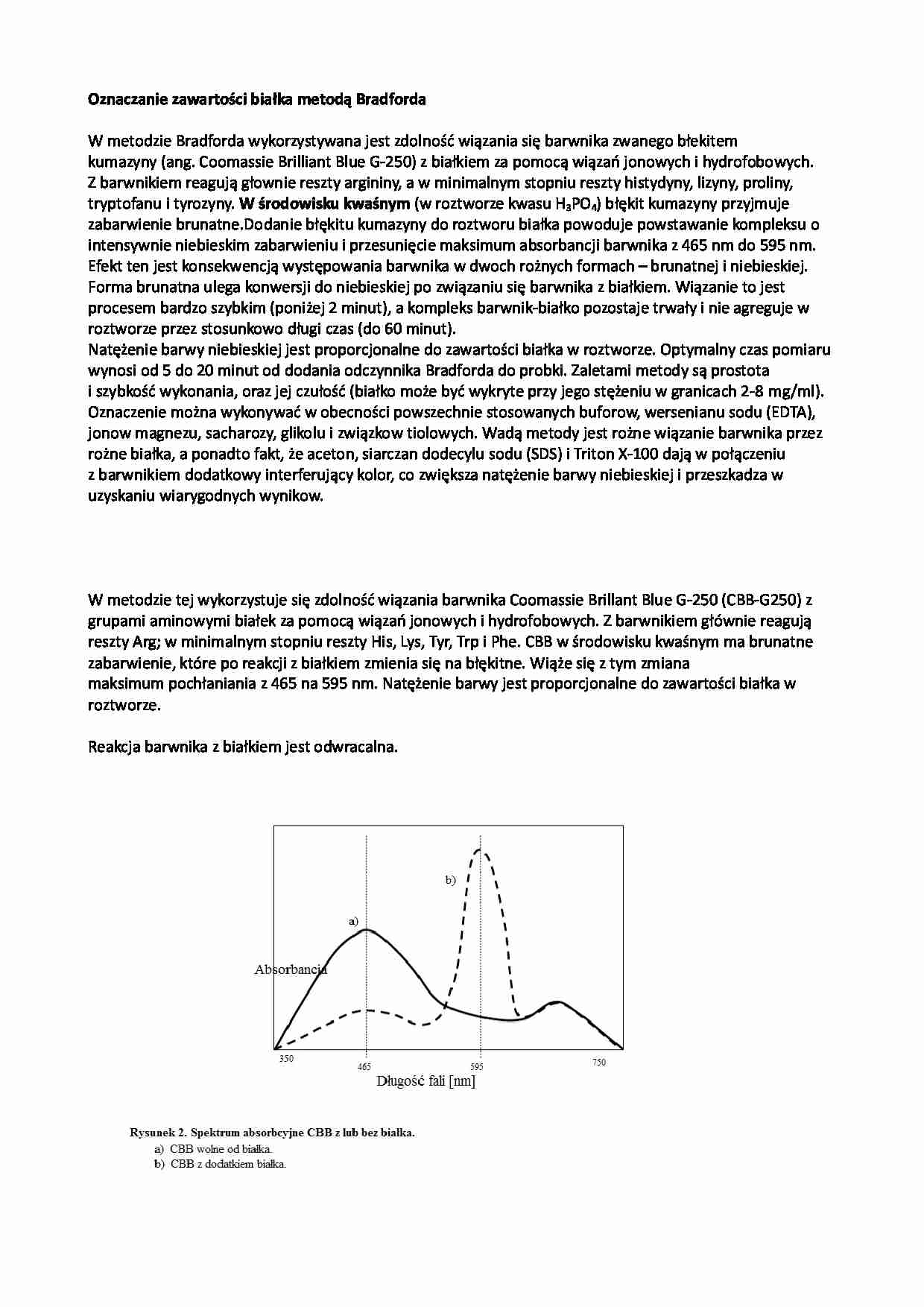 Oznaczanie zawartości białka metodą Bradforda - strona 1