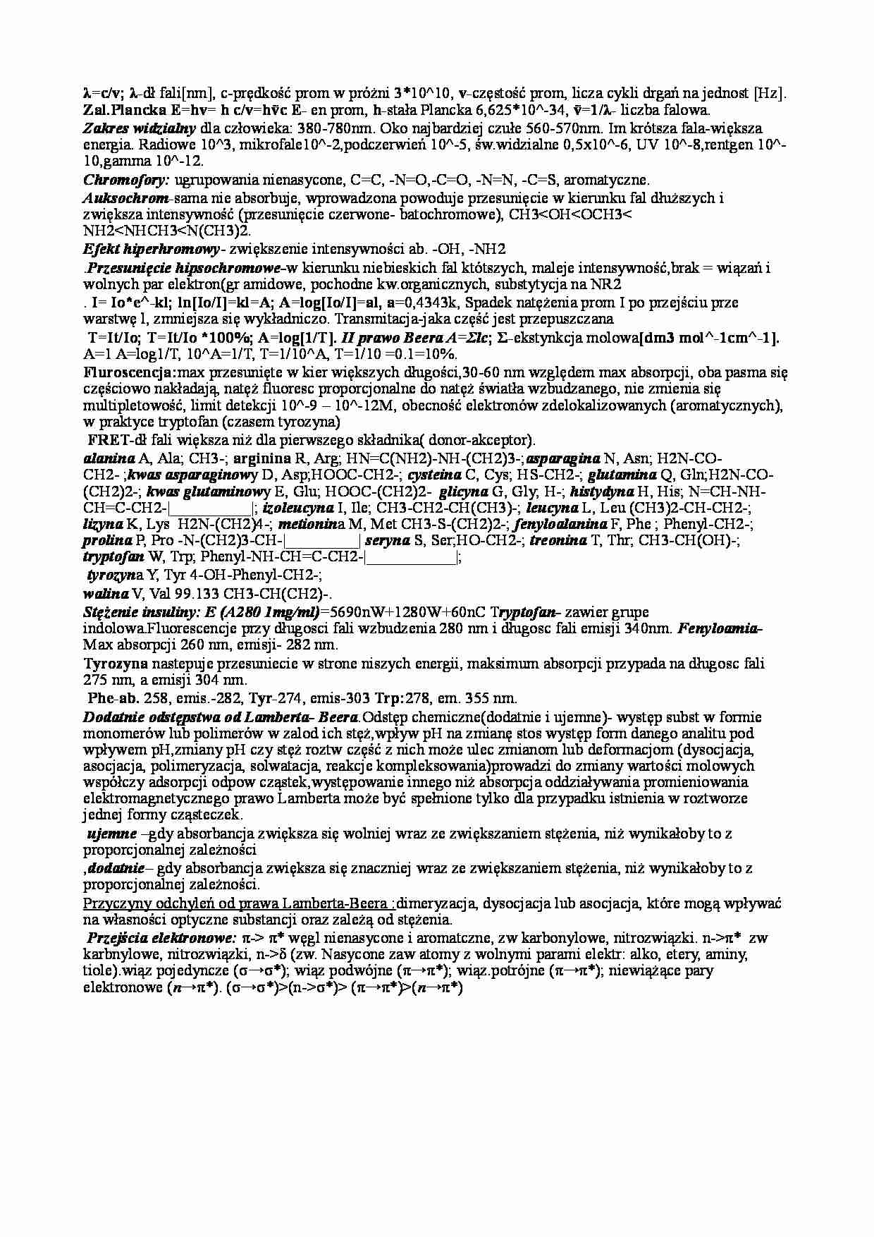 Aminokwasy i spektrofotometria - strona 1