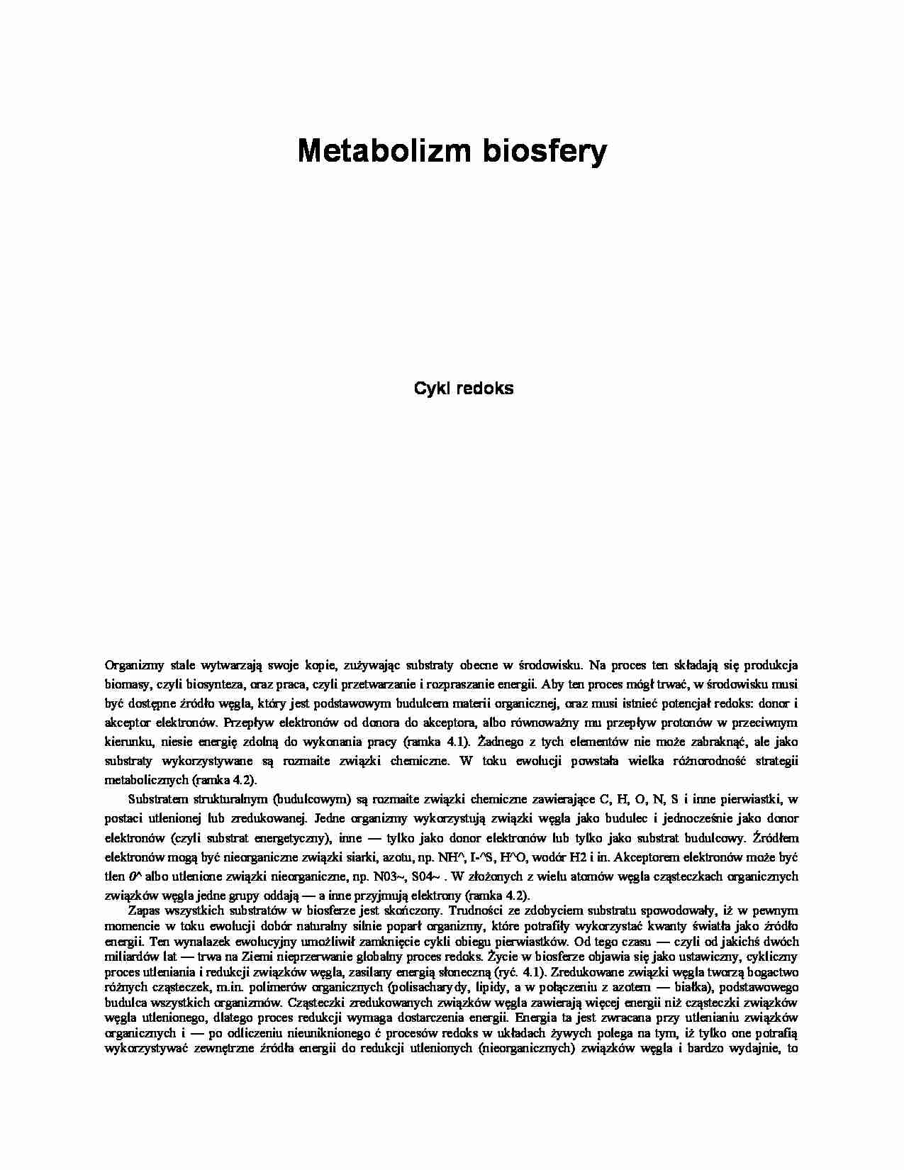   Metabolizm biosfery - omówienie - strona 1