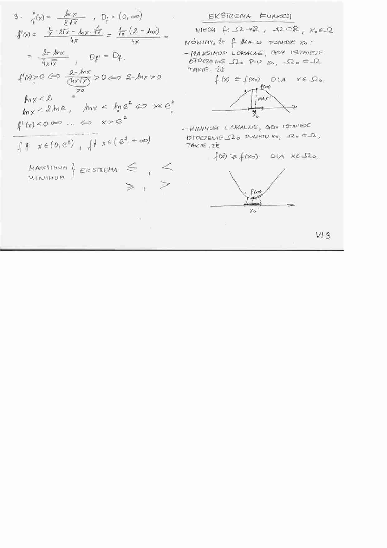 Ekstrema funkcji - wykład 3 - strona 1