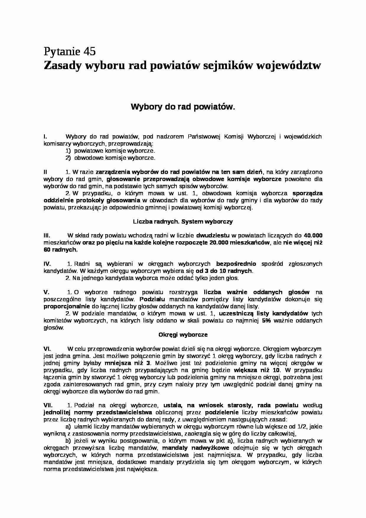 Zasady wyboru rad powiatów i sejmików województw - strona 1