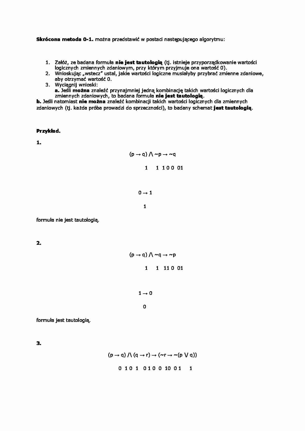 Skrócona metoda 0-1 - strona 1