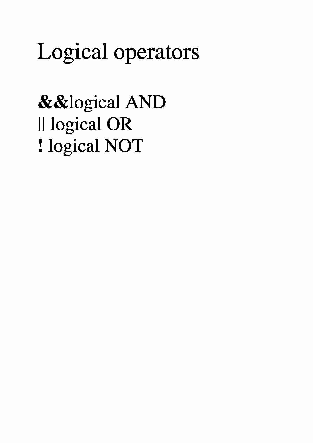 Logical operators  - overview - strona 1